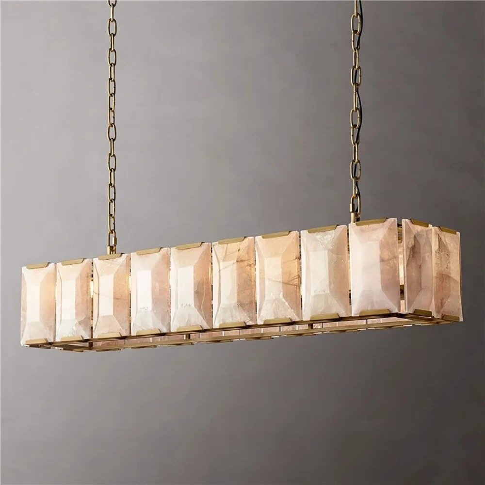 Freyza - CalciteGlow | Elegant Translucent Alabaster Linear Chandelier
