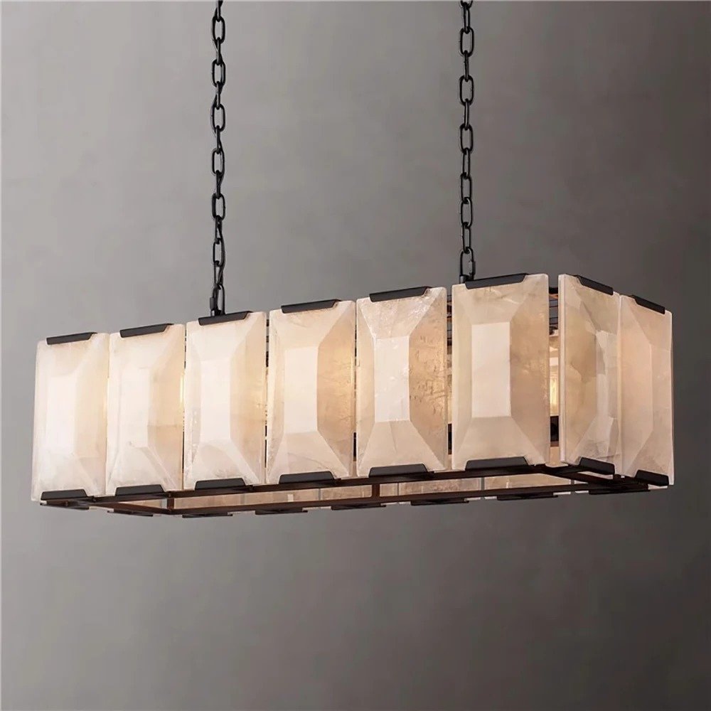 Freyza - CalciteGlow | Elegant Translucent Alabaster Linear Chandelier