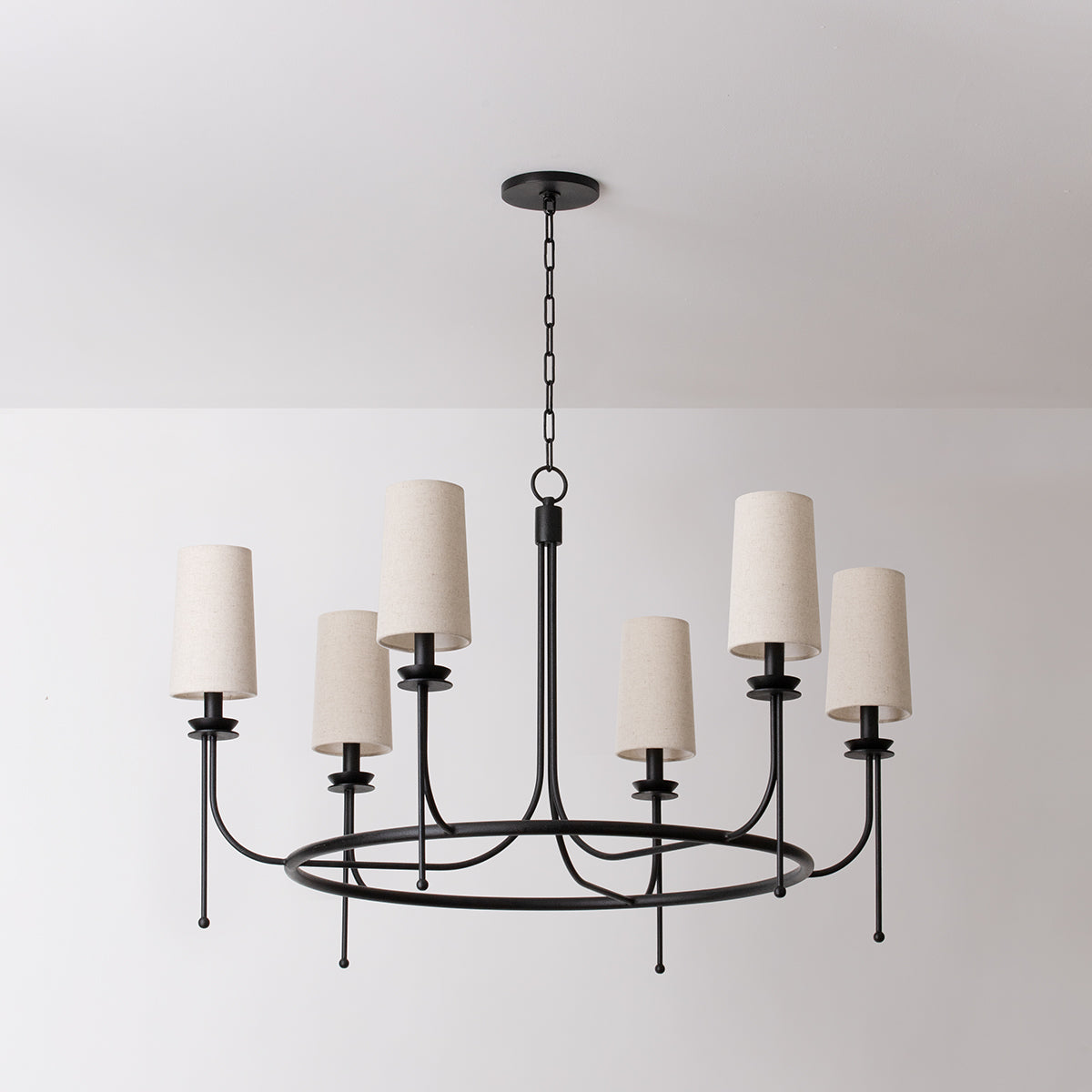 Freyza | Aurora Vintage Industrial Brass Fabric Chandelier – Industrial Dining Room Living Room