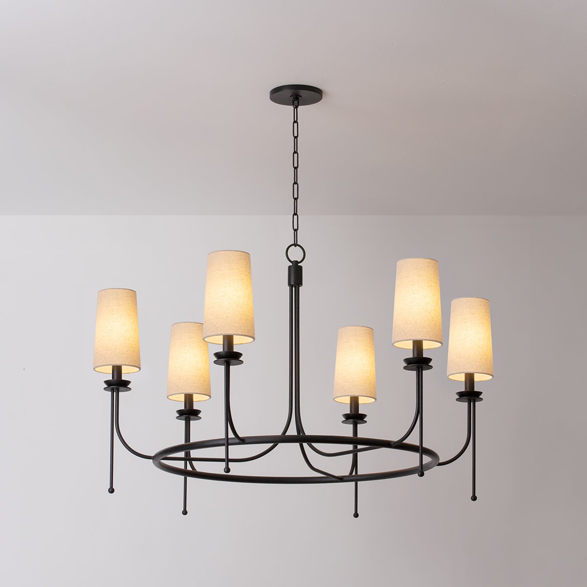 Freyza | Aurora Vintage Industrial Brass Fabric Chandelier – Industrial Dining Room Living Room