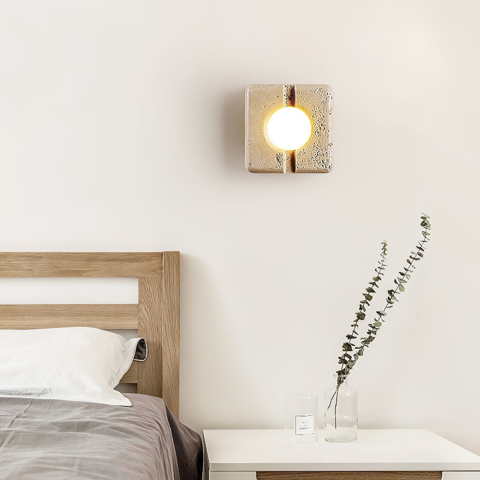 Freyza | Kosmo klare Travertin-Wandleuchte – Schlafzimmer, Flur
