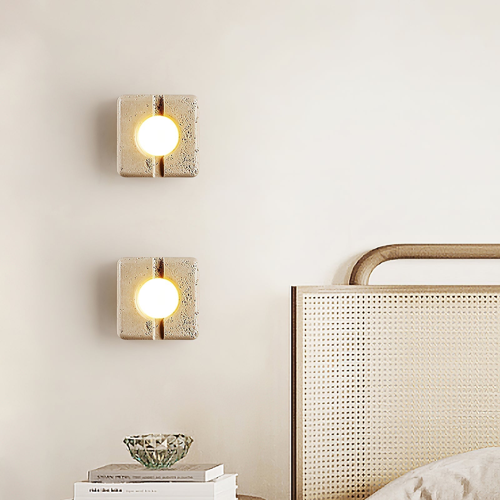 Freyza | Kosmo klare Travertin-Wandleuchte – Schlafzimmer, Flur