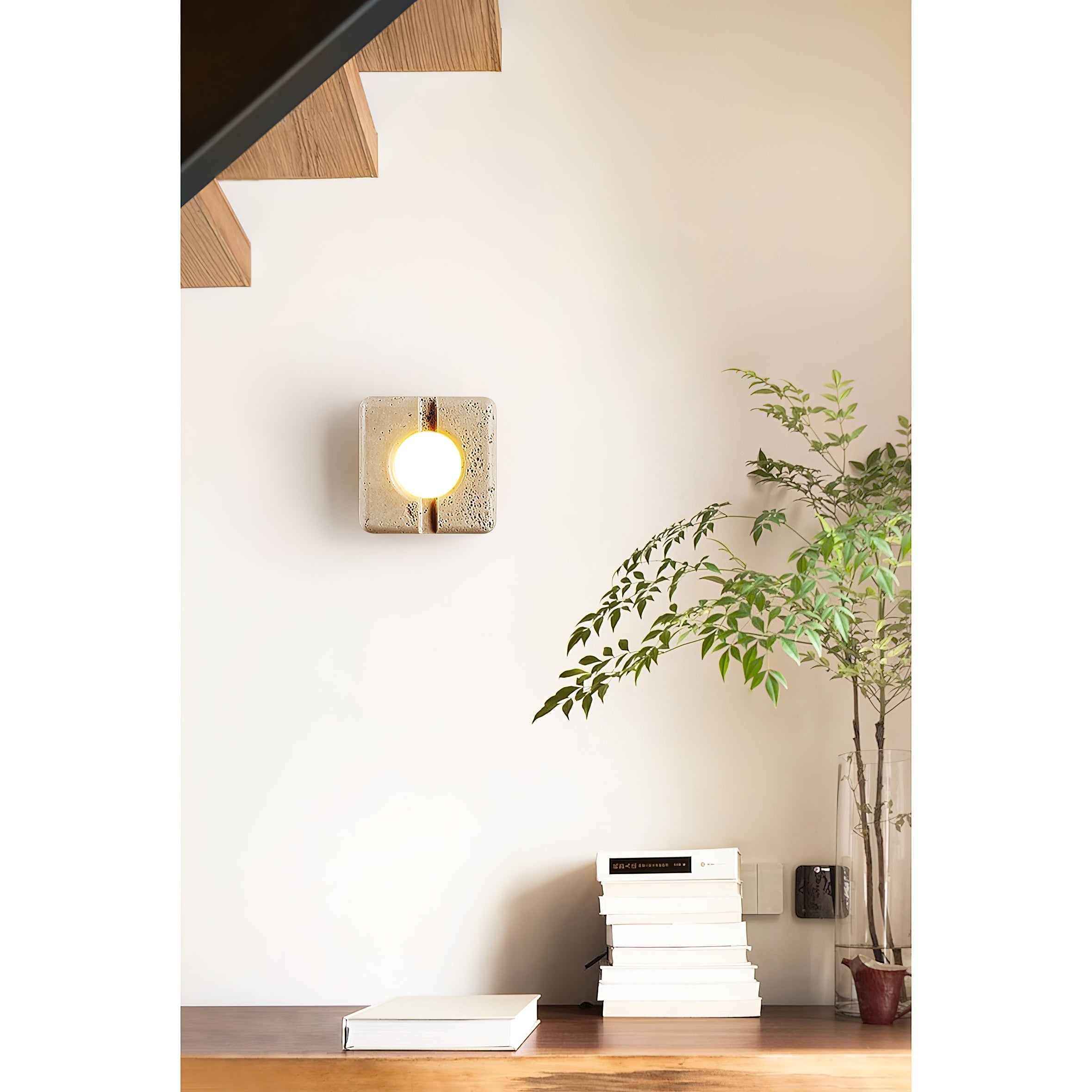 Freyza | Kosmo klare Travertin-Wandleuchte – Schlafzimmer, Flur