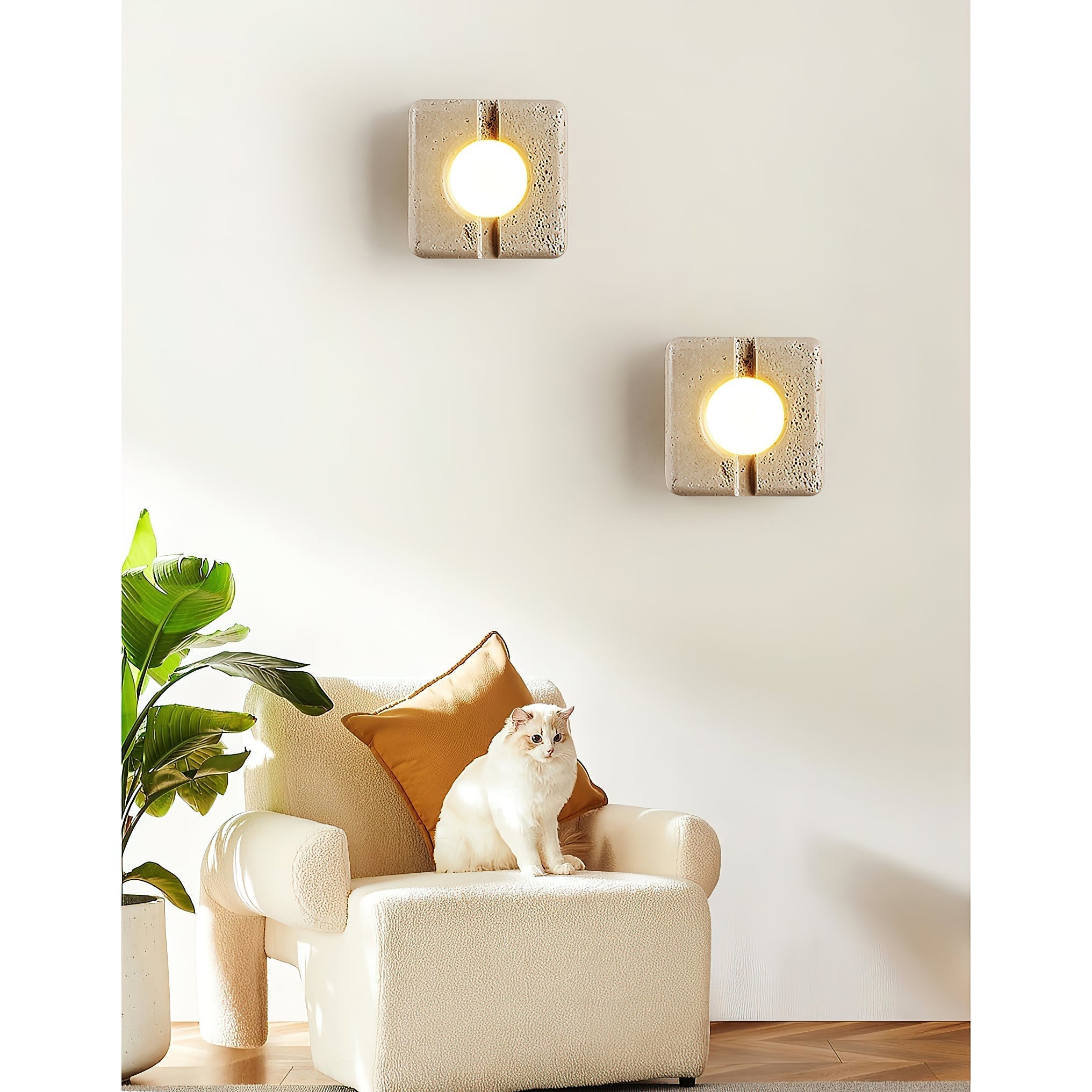 Freyza | Kosmo klare Travertin-Wandleuchte – Schlafzimmer, Flur