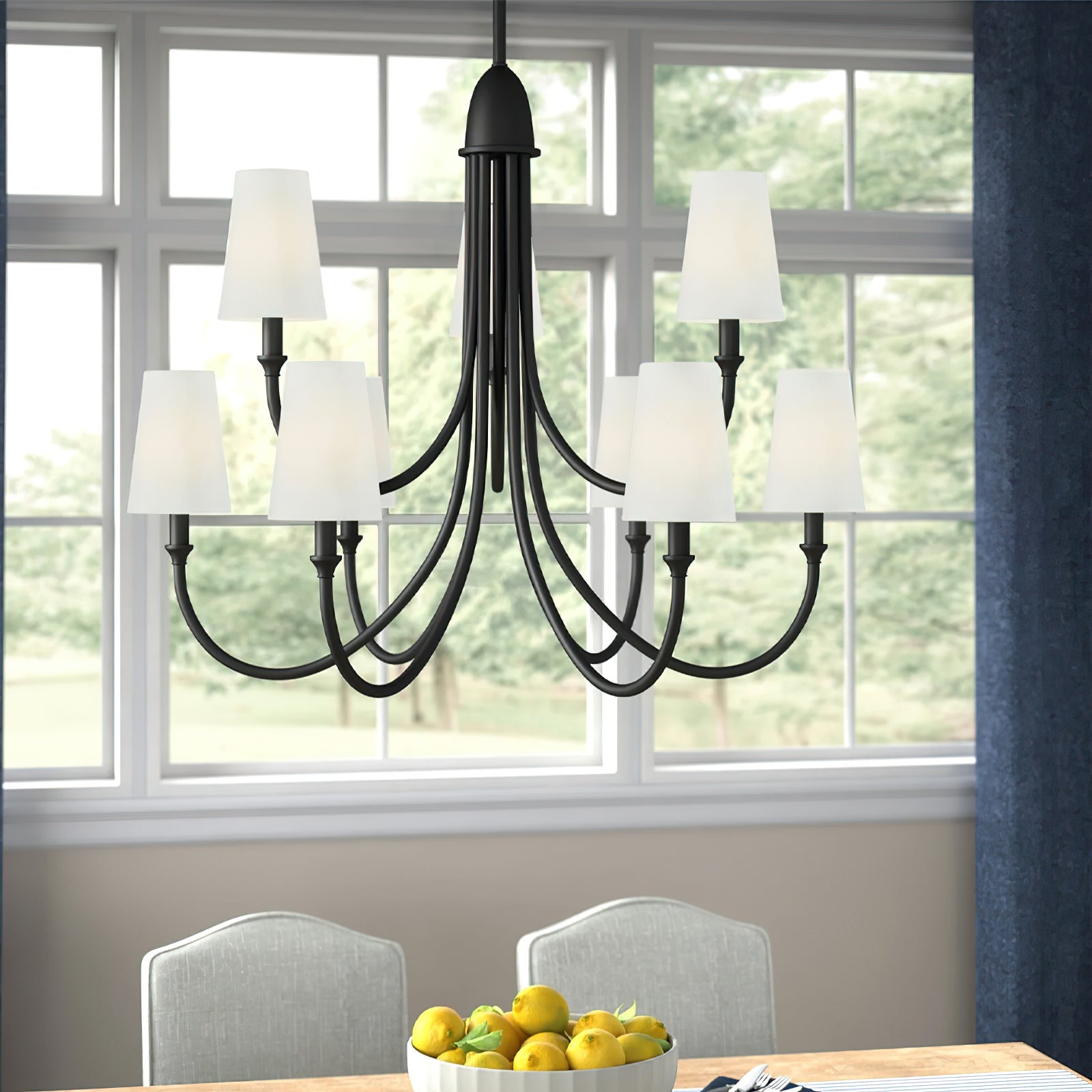 Freyza | Lumin Vintage Industrial Fabric Chandelier – Industrial Dining Room Living Room