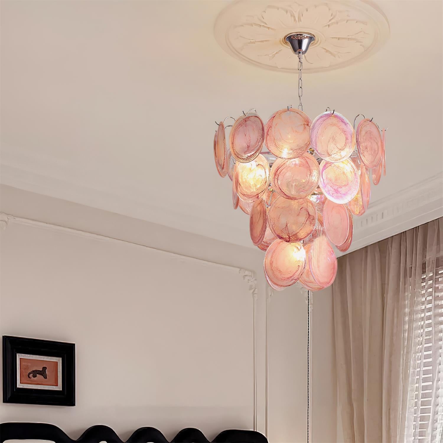 Freyza | Eleganter Kronleuchter aus Murano-Glas „Noctis“ – Esszimmer, Wohnzimmer