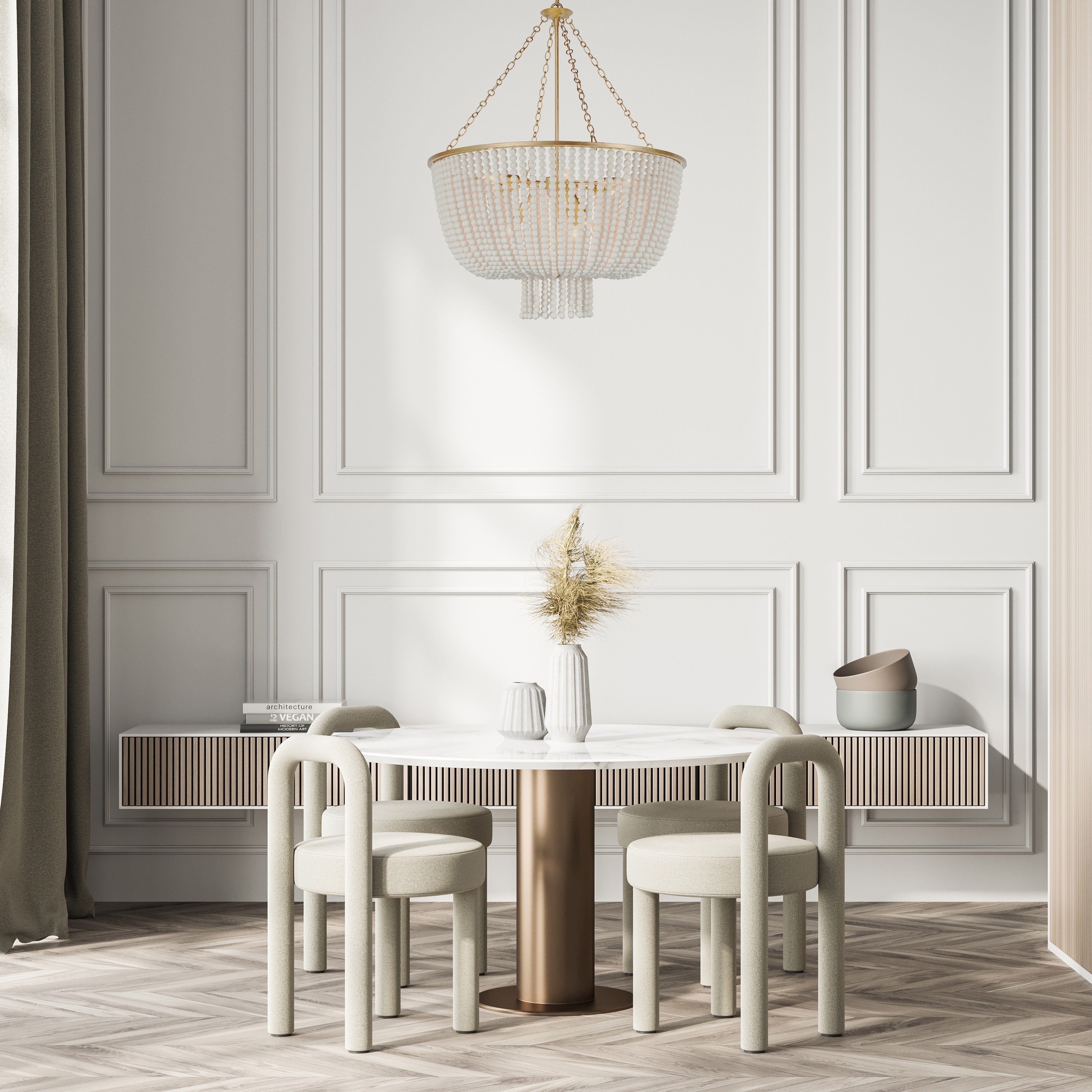 Freyza | Opal Postmodern Luxury Wood Opal Chandelier – Modern Dining Room Living Room