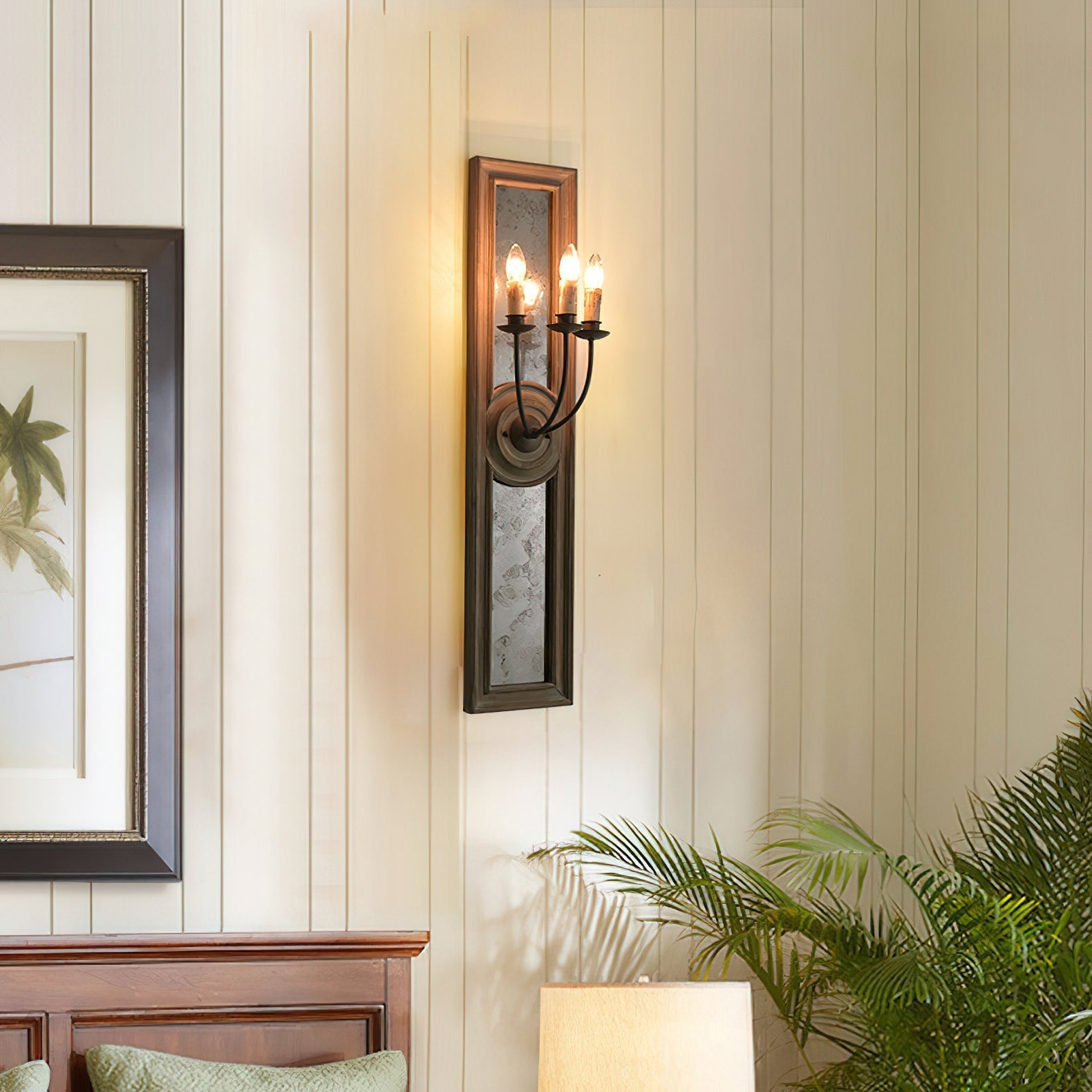 Freyza | Phasis 3-Light Mirrored 3-Light Wall Light – Vintage Bedroom Hallway