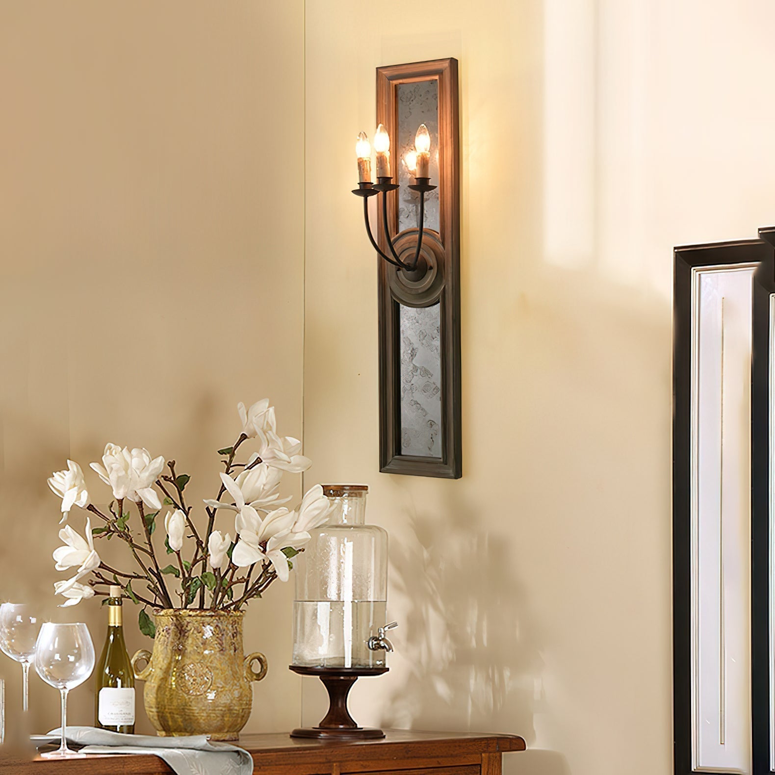 Freyza | Phasis 3-Light Mirrored 3-Light Wall Light – Vintage Bedroom Hallway