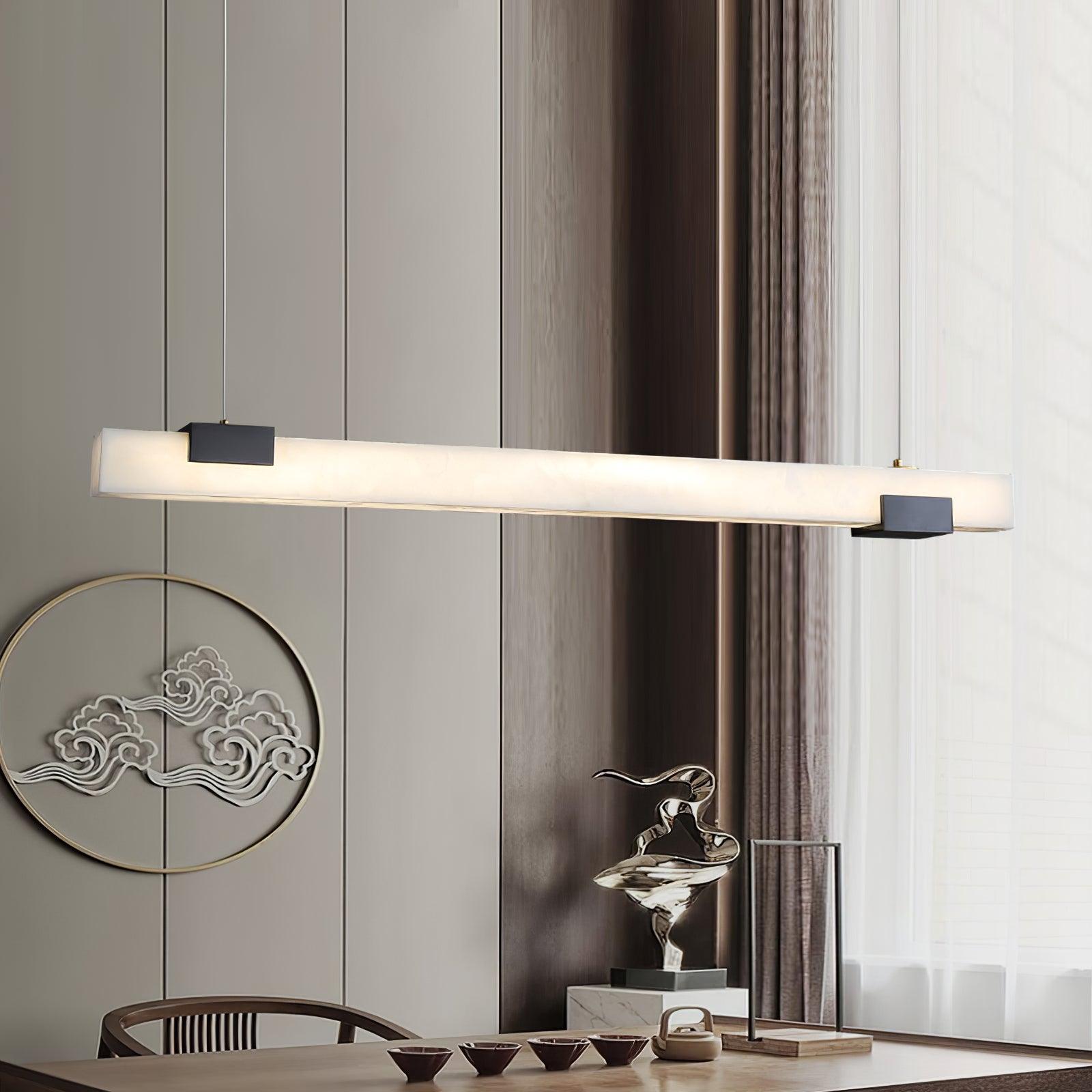 Freyza | Kaelen Minimalistische Pendelleuchte aus Alabaster – Minimalistische Küche und Esszimmer