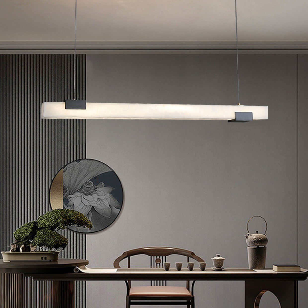 Freyza | Avert Messing-Alabaster-Messing-Pendelleuchte – Küche Esszimmer