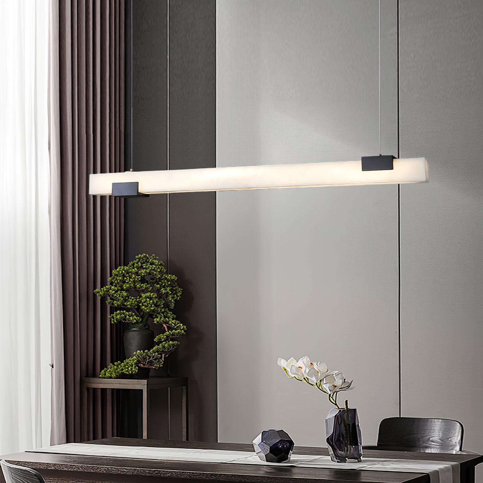 Freyza | Kaelen Minimalistische Pendelleuchte aus Alabaster – Minimalistische Küche und Esszimmer