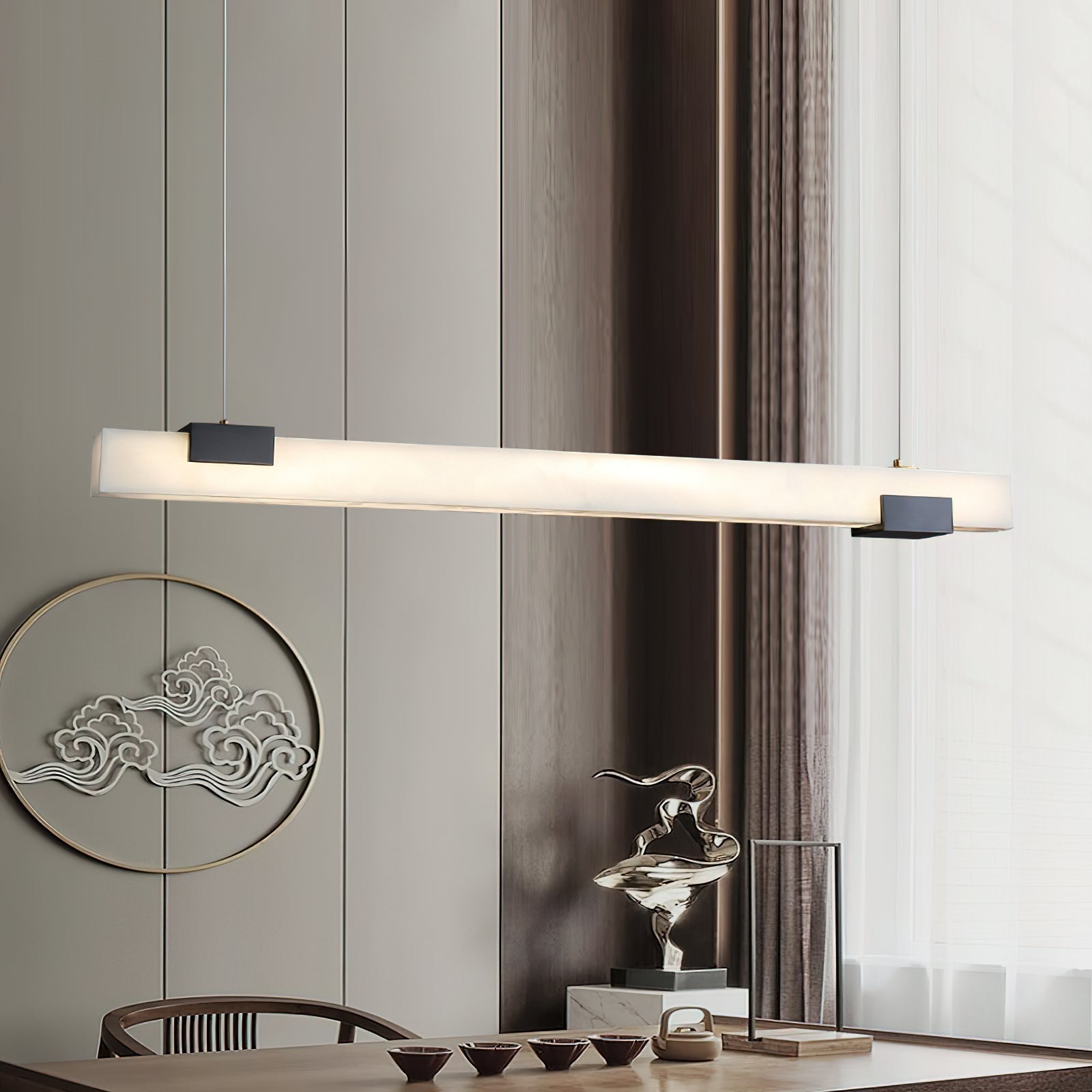Freyza | Avert Messing-Alabaster-Messing-Pendelleuchte – Küche Esszimmer