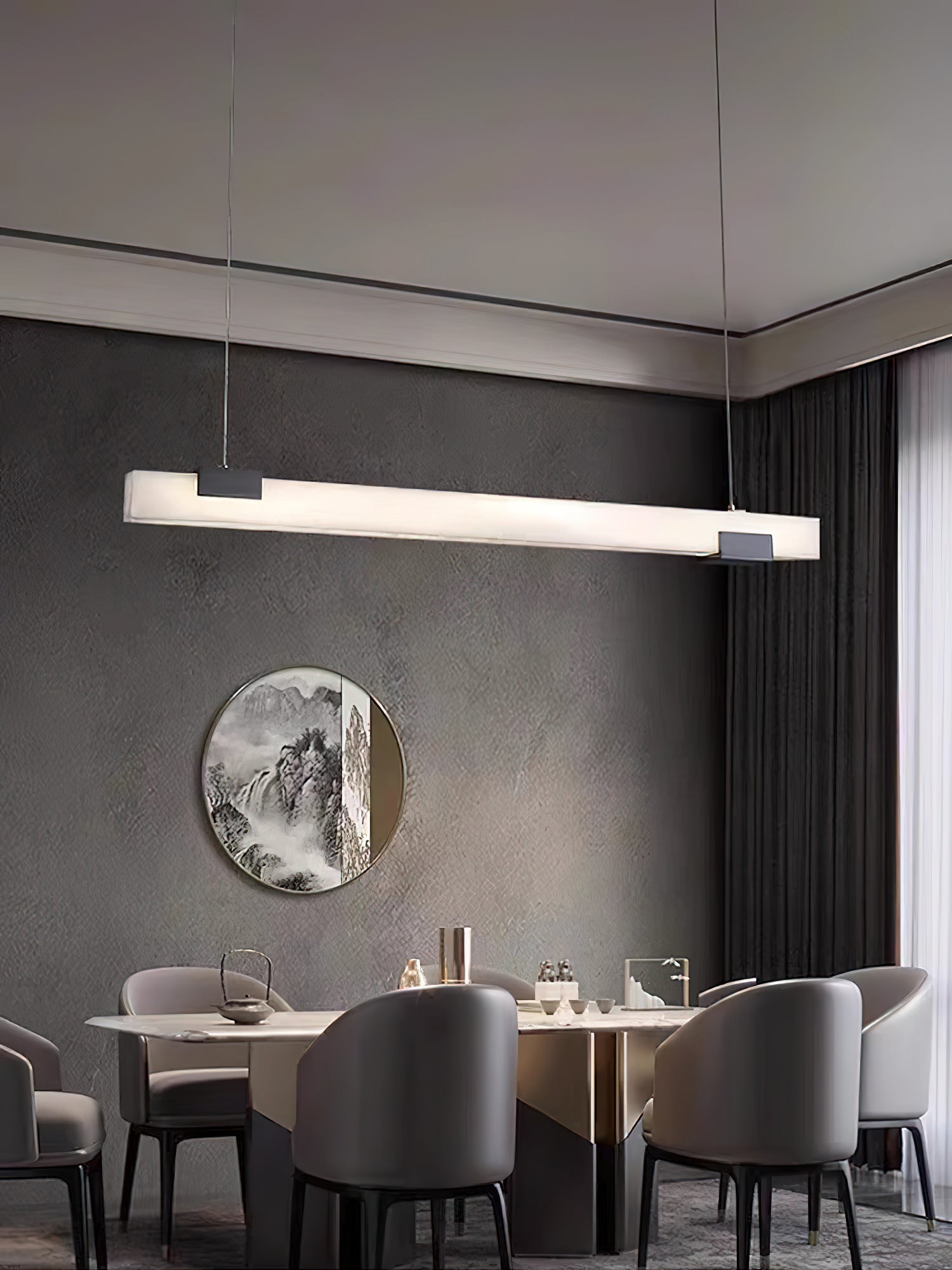 Freyza | Avert Messing-Alabaster-Messing-Pendelleuchte – Küche Esszimmer