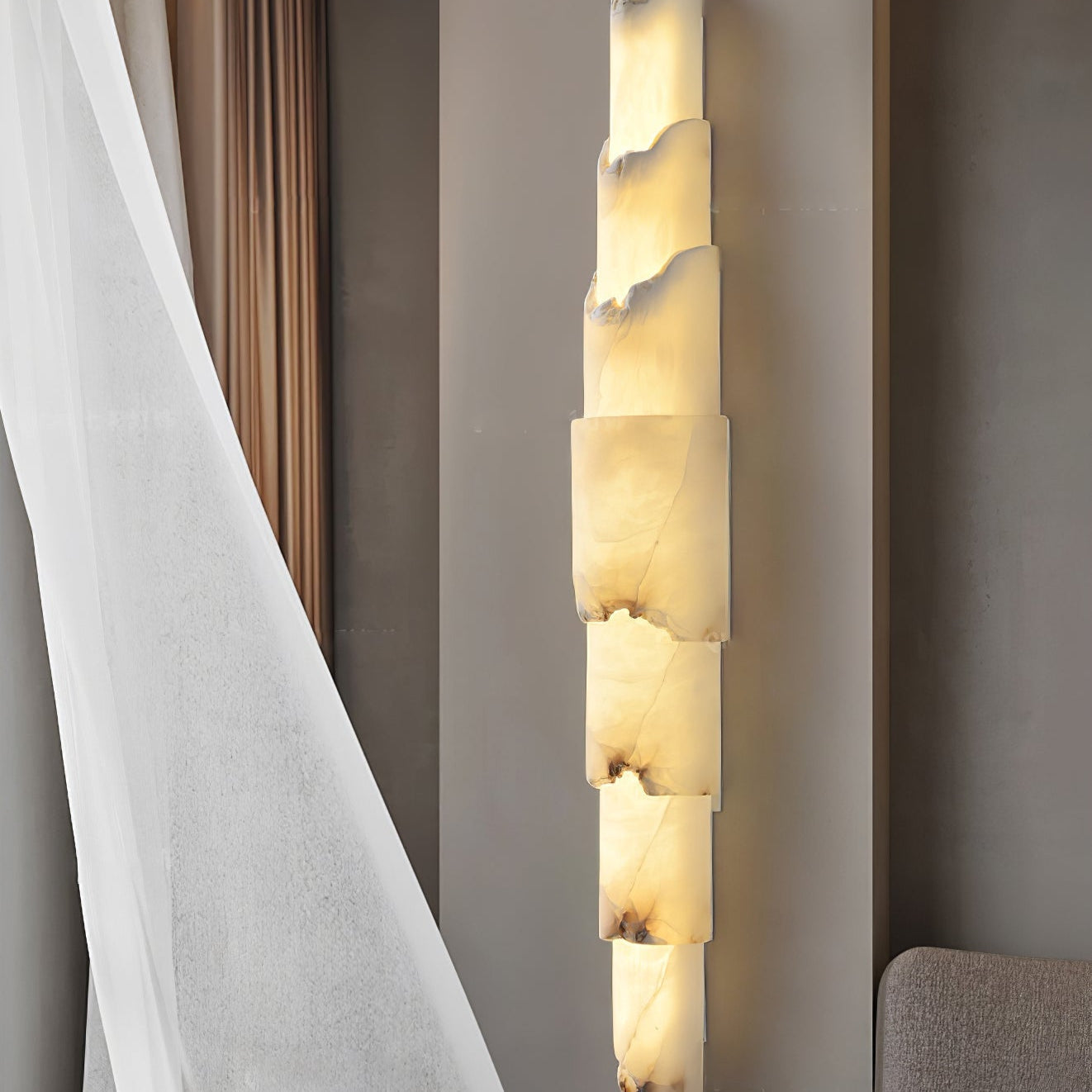 Freyza | Elara mehrschichtige Alabaster-Wandleuchte mit mehreren Lichtquellen – Schlafzimmer, Flur