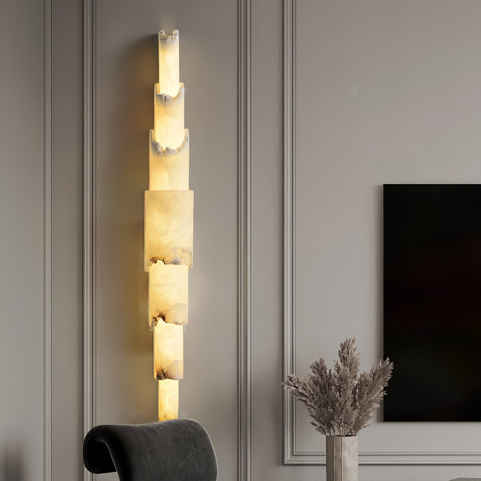 Freyza | Elara mehrschichtige Alabaster-Wandleuchte mit mehreren Lichtquellen – Schlafzimmer, Flur