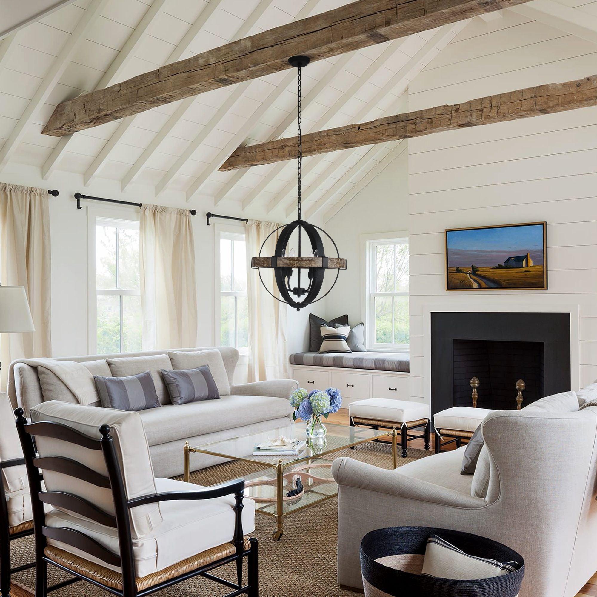 Freyza | Luxe Vintage Industrial Wood Pendant Light – Industrial Kitchen Dining Room