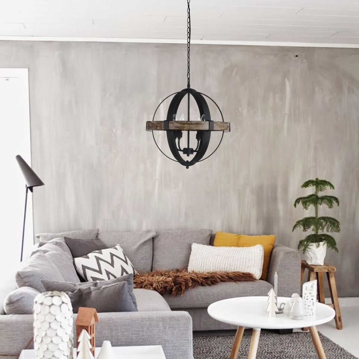 Freyza | Luxe Vintage Industrial Wood Pendant Light – Industrial Kitchen Dining Room