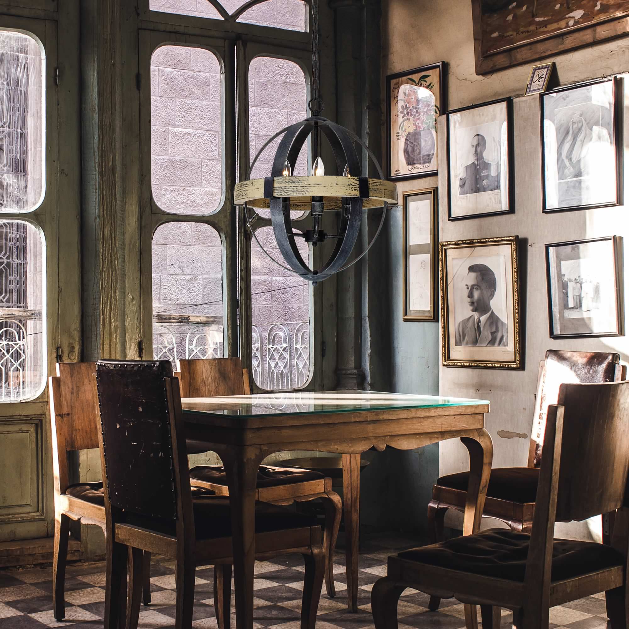 Freyza | Luxe Vintage Industrial Wood Pendant Light – Industrial Kitchen Dining Room
