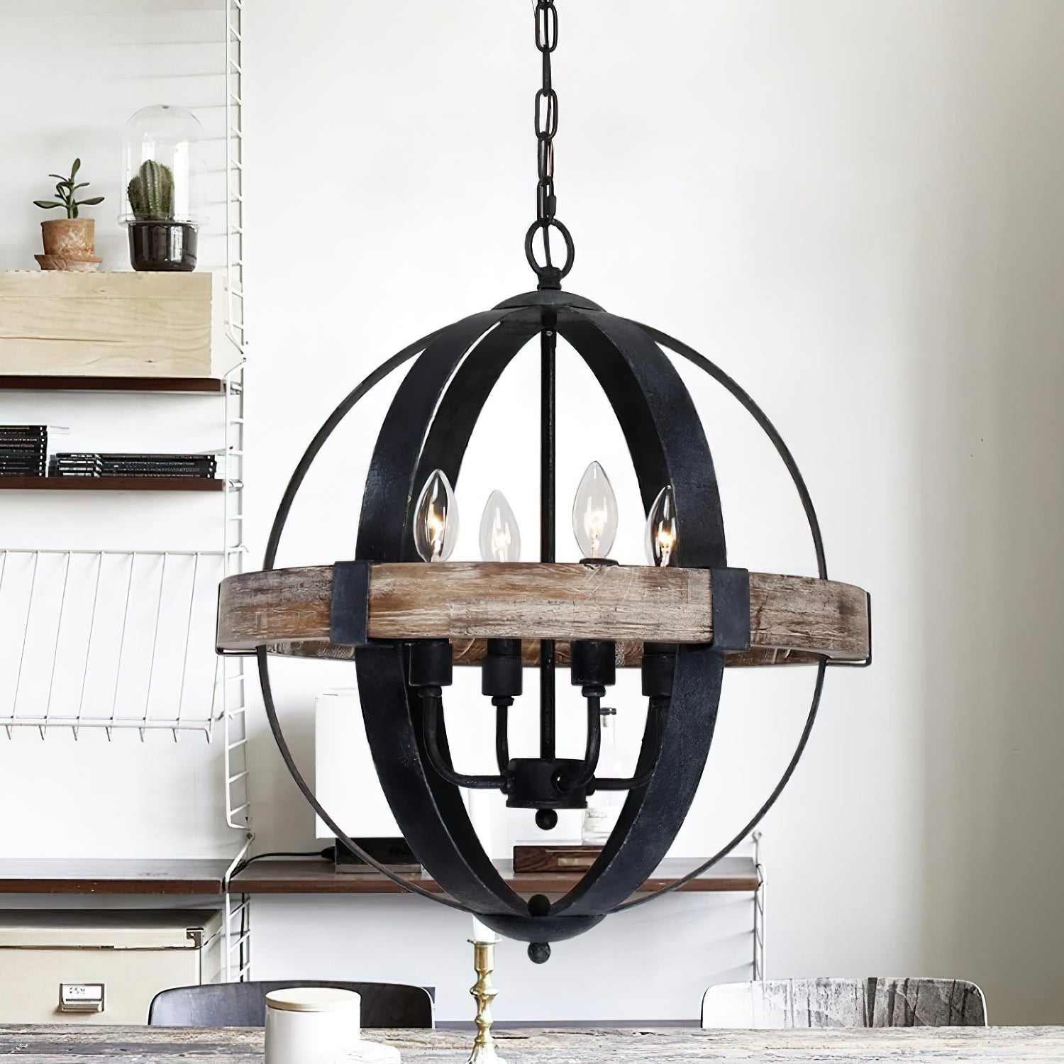 Freyza | Luxe Vintage Industrial Wood Pendant Light – Industrial Kitchen Dining Room