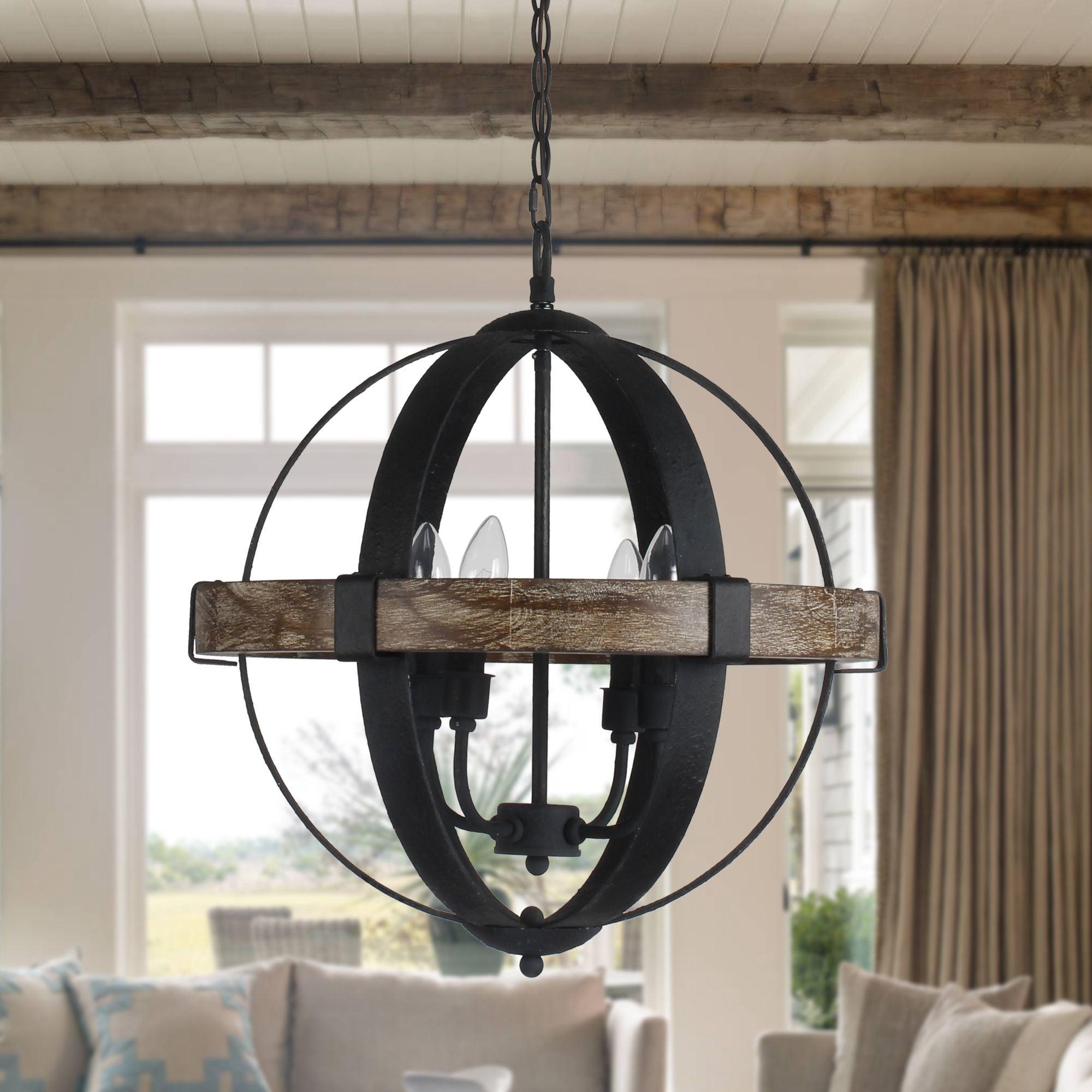 Freyza | Luxe Vintage Industrial Wood Pendant Light – Industrial Kitchen Dining Room