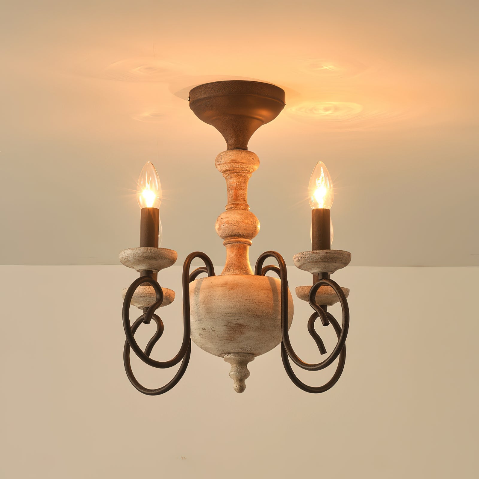 Freyza | Myst Vintage Traditional Wood Ceiling Light – Vintage Bedroom Living Room