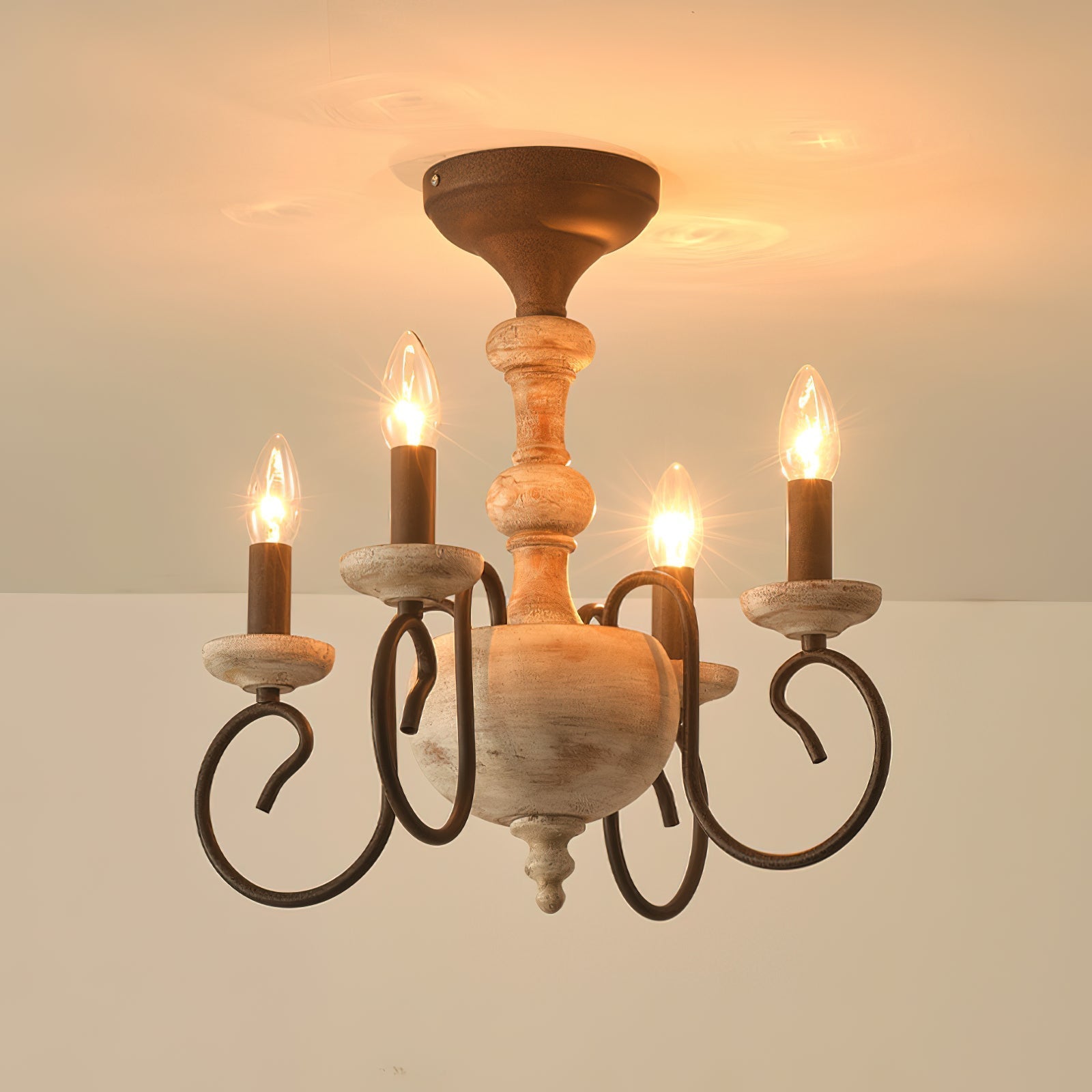 Freyza | Myst Vintage Traditional Wood Ceiling Light – Vintage Bedroom Living Room