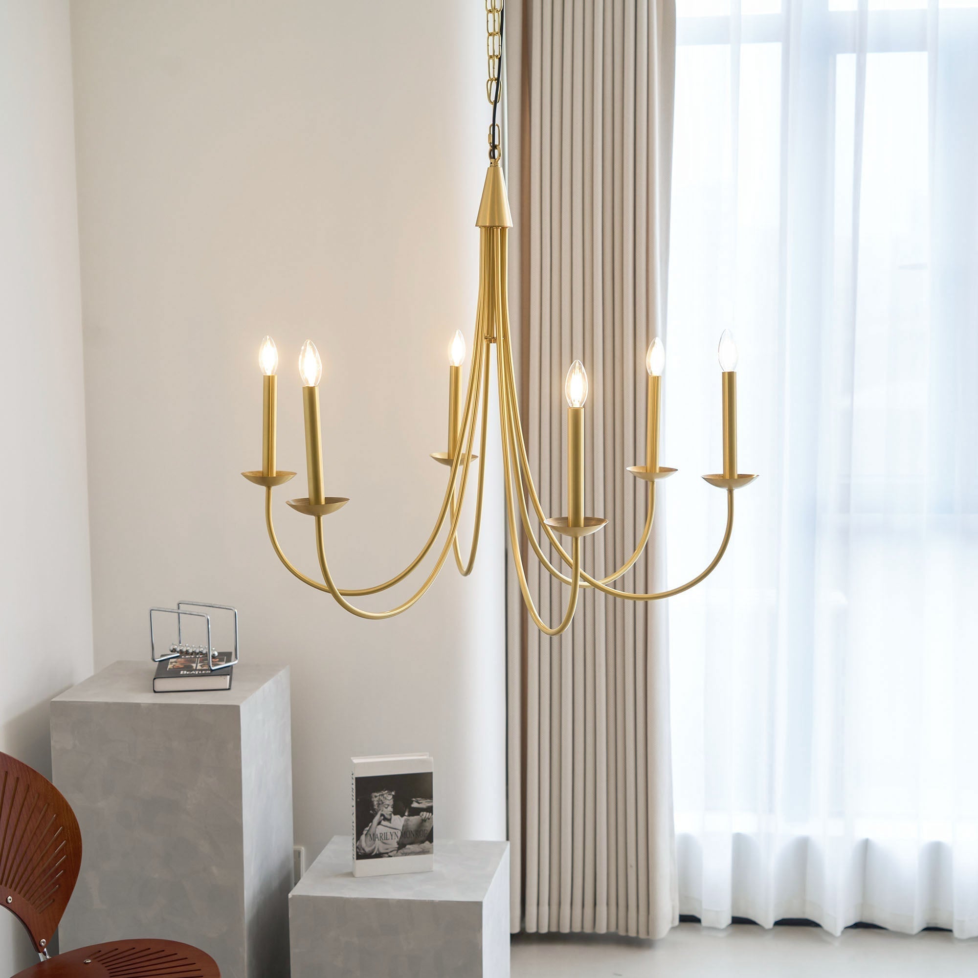Freyza | Nectar Vintage Industrial Brass Chandelier – Industrial Dining Room Living Room