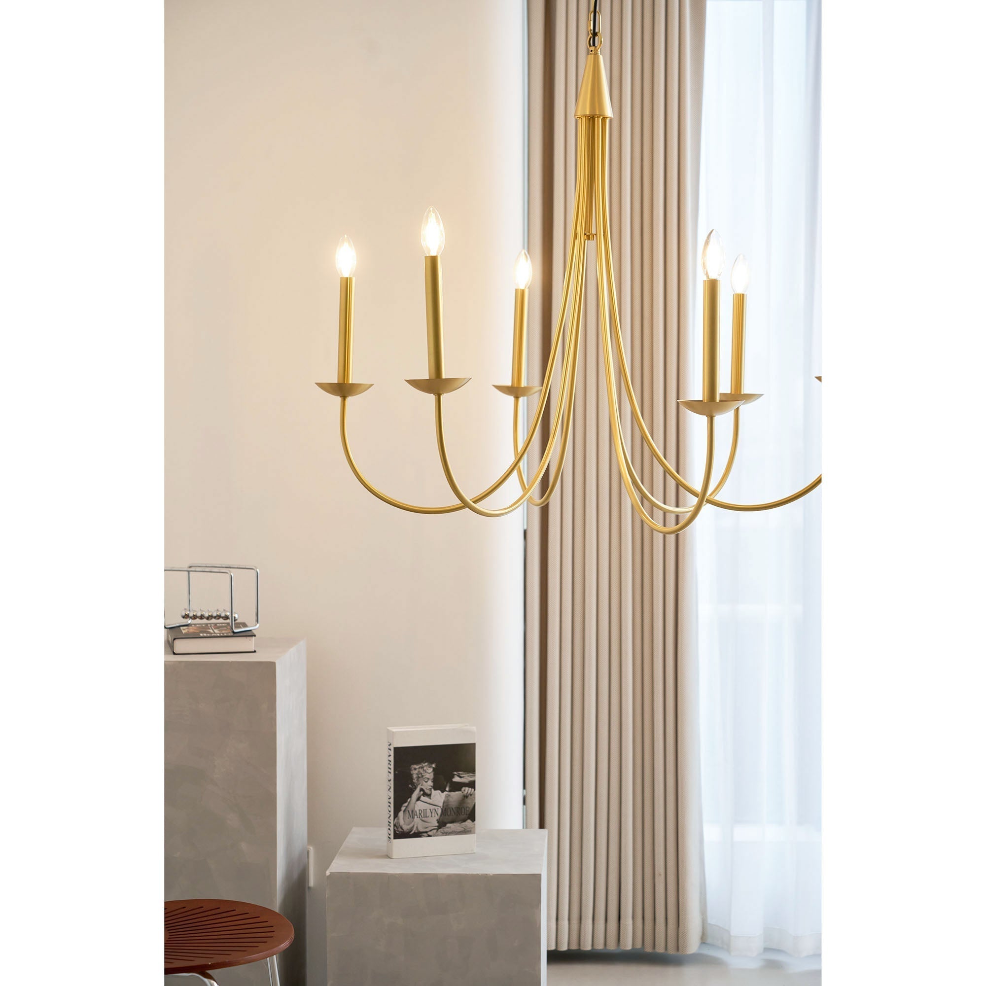 Freyza | Nectar Vintage Industrial Brass Chandelier – Industrial Dining Room Living Room