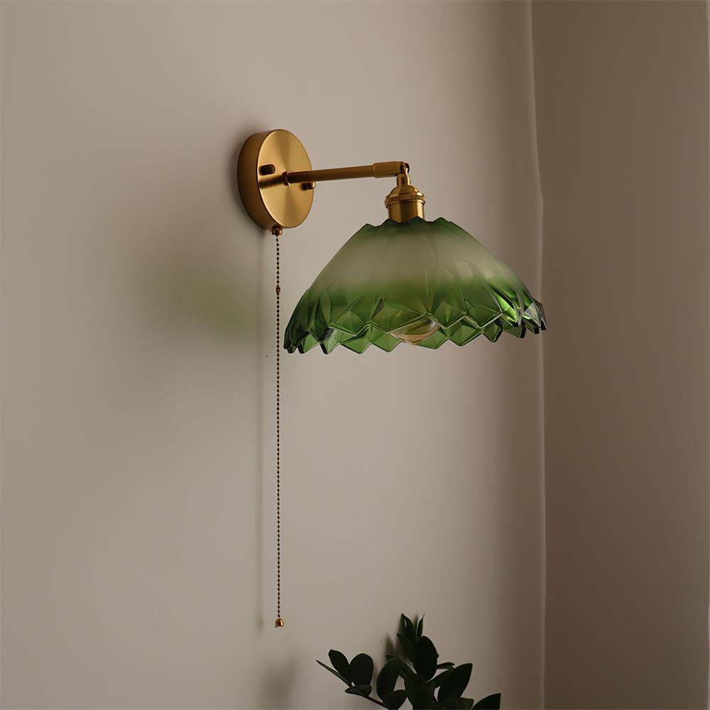 Freyza | Applique murale intérieure en laiton vert et verre – chambre, salon