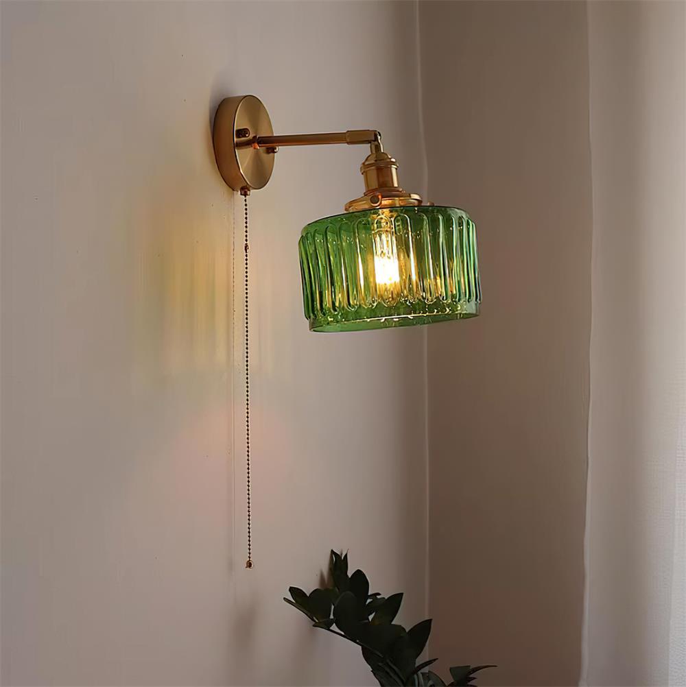 Freyza | Applique murale intérieure en laiton vert et verre – chambre, salon