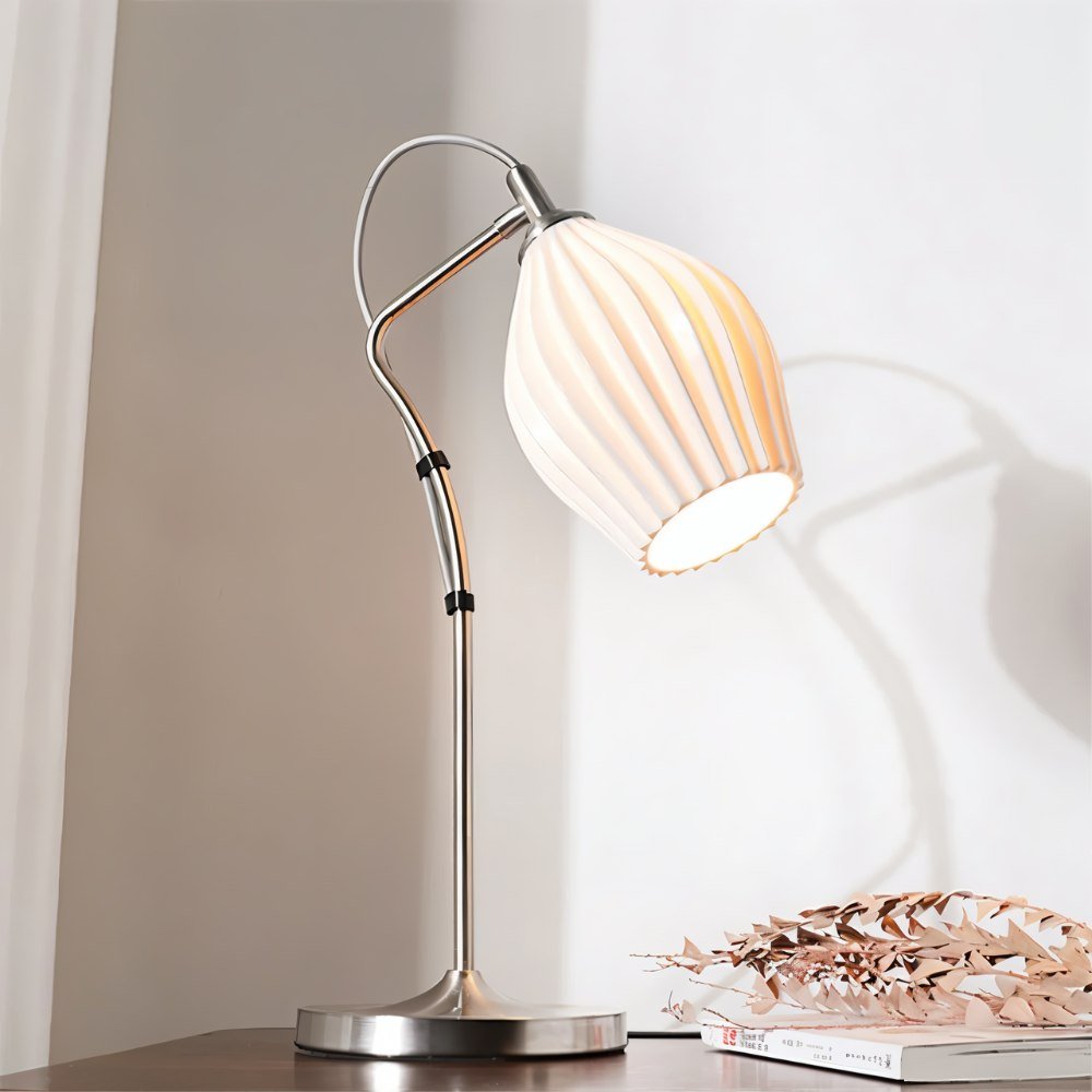 Ceramica | Elegant Ribbed Ceramic Table Lamp for Bedroom and Desk 3
