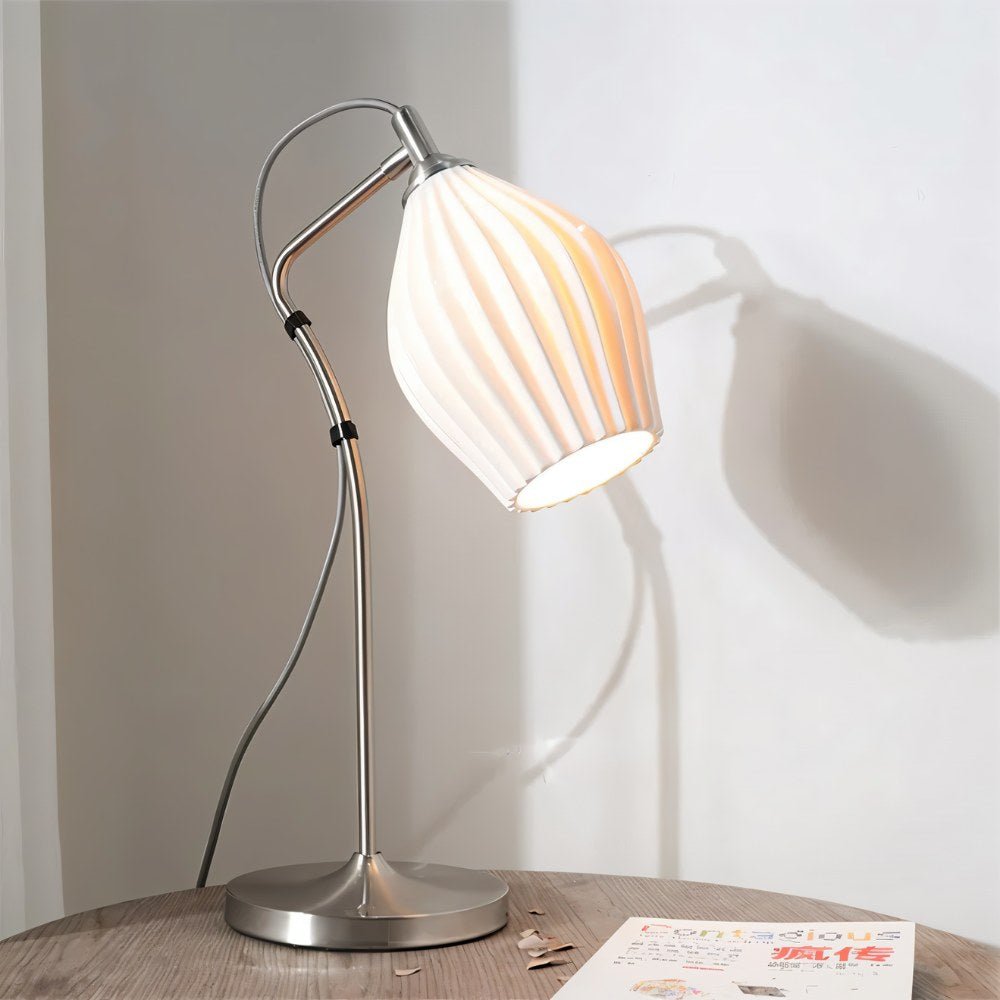 Ceramica | Elegant Ribbed Ceramic Table Lamp for Bedroom and Desk 6