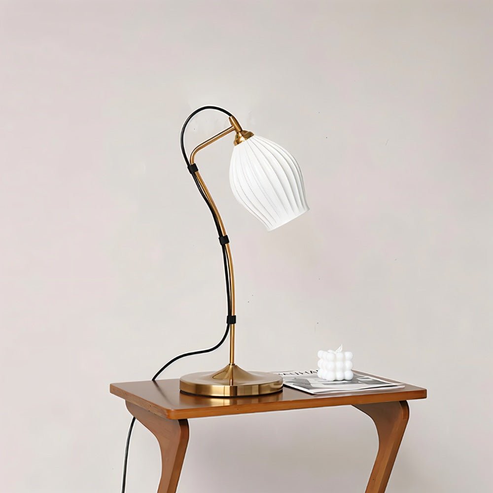 Ceramica | Elegant Ribbed Ceramic Table Lamp for Bedroom and Desk 7