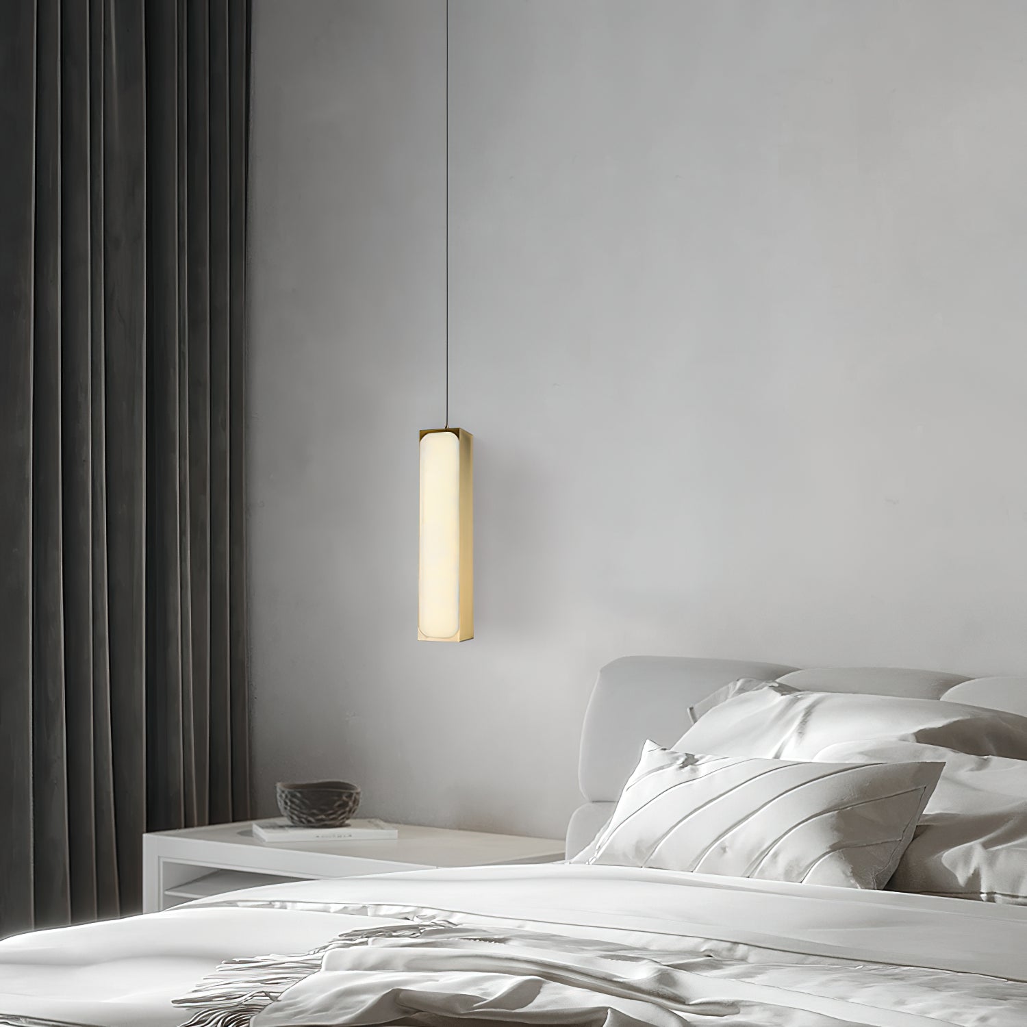 Freyza | Gleam Brass Alabaster Brass Pendant Light – Kitchen Dining Room