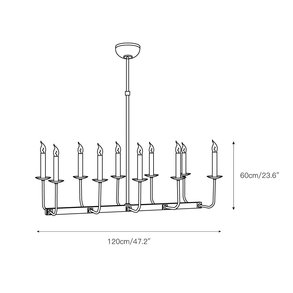 Freyza | Lineare Messing-Leuchte Beacon aus Messing und Stoff – Esszimmer, Wohnzimmer