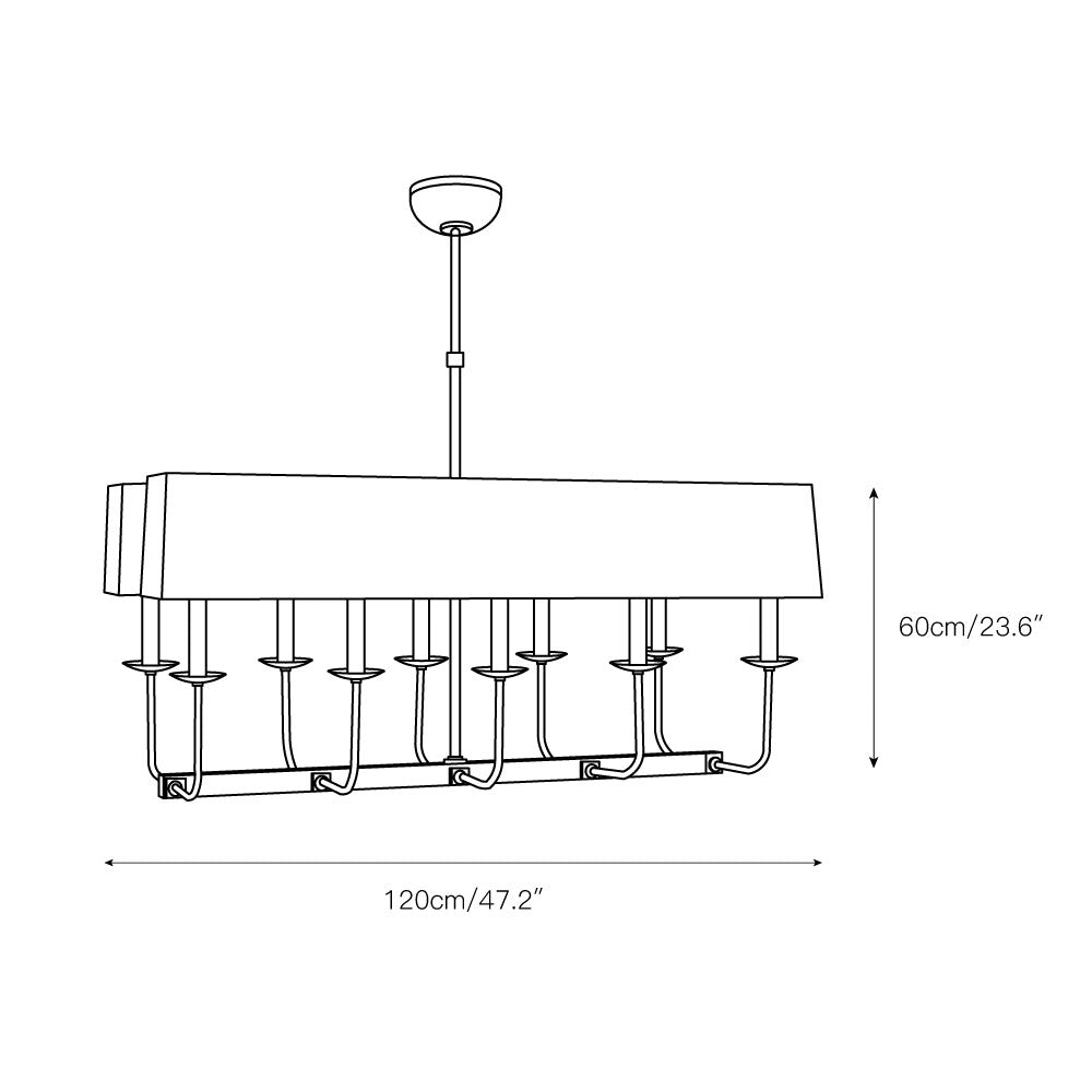 Freyza | Lineare Messing-Leuchte Beacon aus Messing und Stoff – Esszimmer, Wohnzimmer