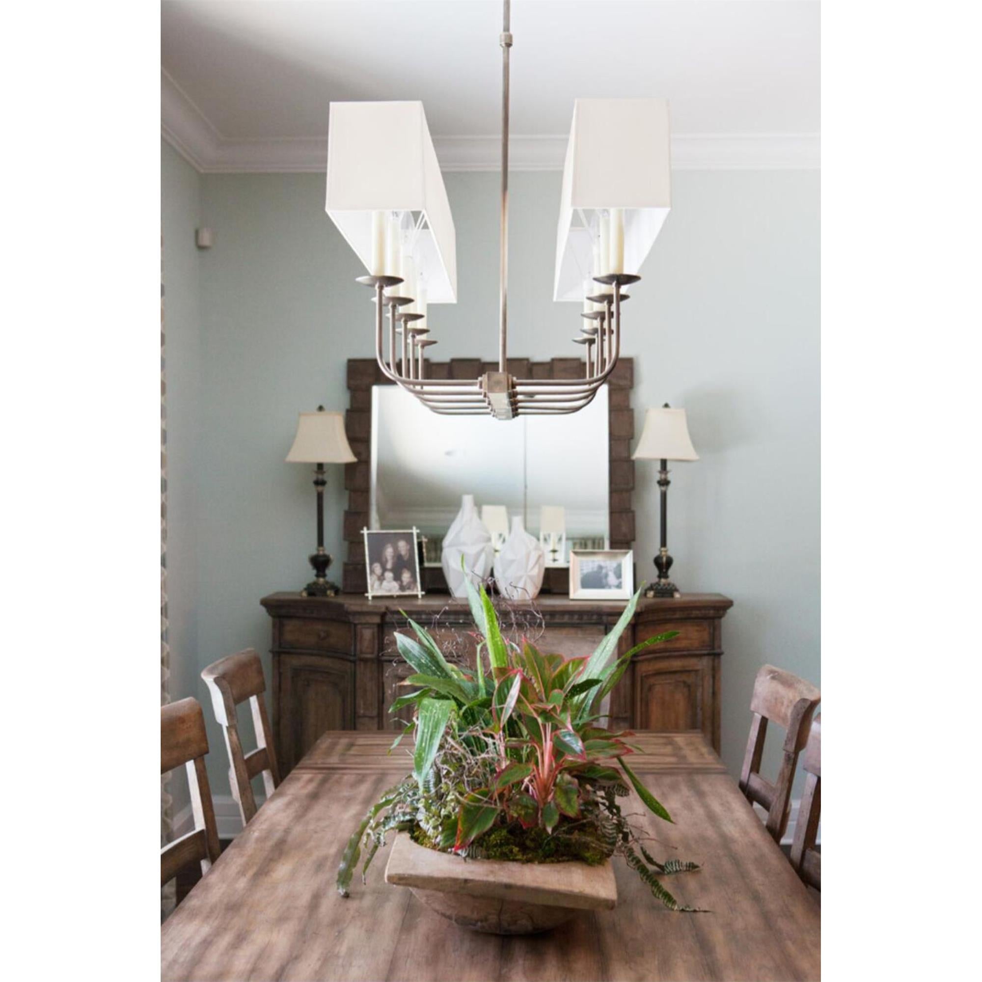 Freyza | Lineare Messing-Leuchte Beacon aus Messing und Stoff – Esszimmer, Wohnzimmer