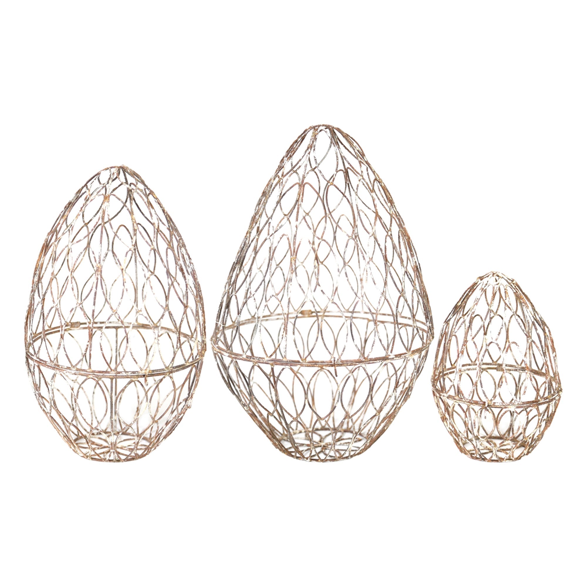 Freyza - Charming Wire Egg Cages Set | Vintage Distressed Finish for Elegant Seasonal Decor