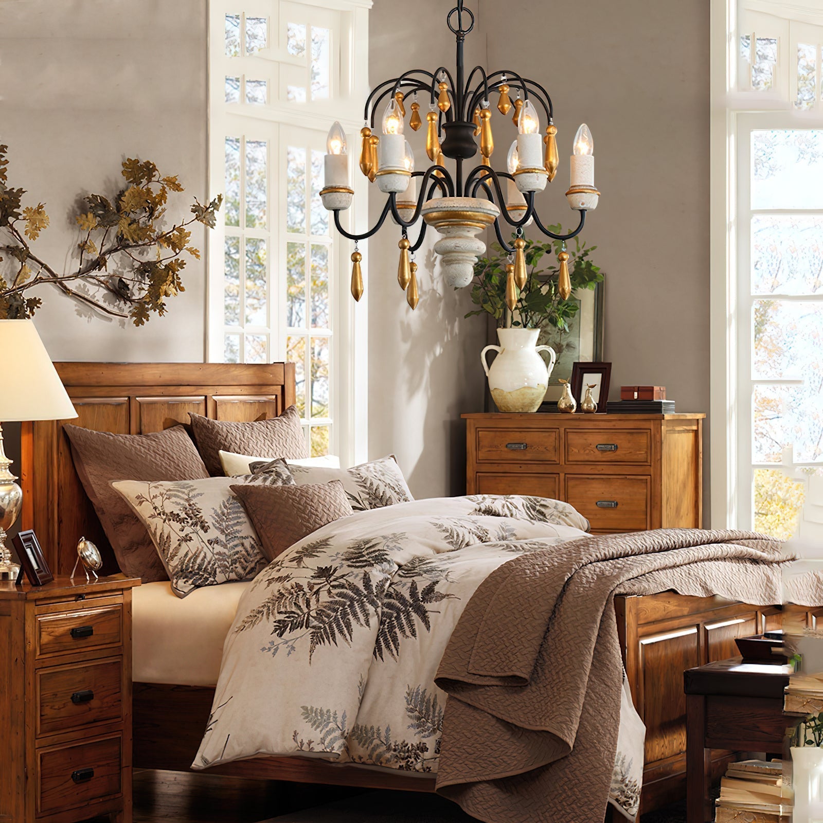 Freyza | Nischen-Vintage-Kronleuchter aus edlem Holz – Vintage-Esszimmer und Wohnzimmer