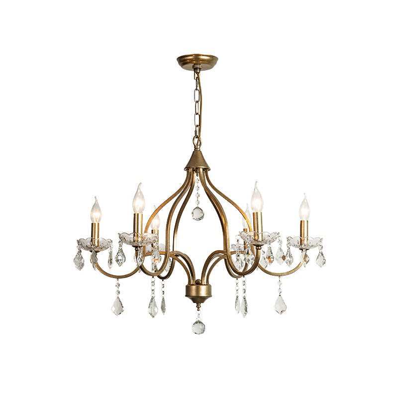 Freyza | Breathe Luxury Vintage Brass Crystal Chandelier – Vintage Dining Room Living Room