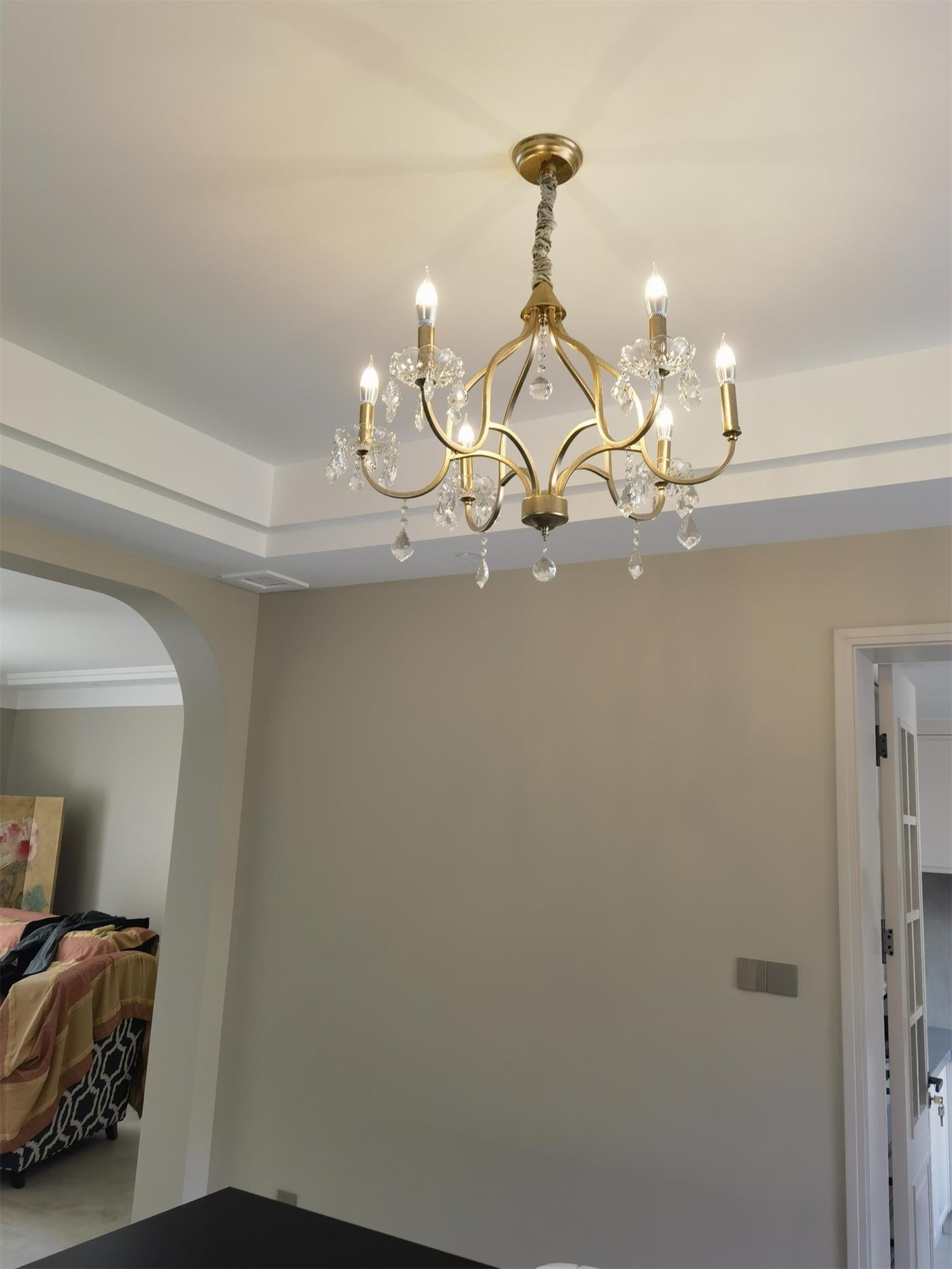 Freyza | Breathe Luxury Vintage Brass Crystal Chandelier – Vintage Dining Room Living Room