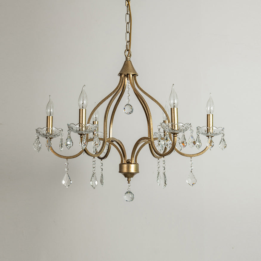Freyza | Breathe Luxury Vintage Brass Crystal Chandelier – Vintage Dining Room Living Room
