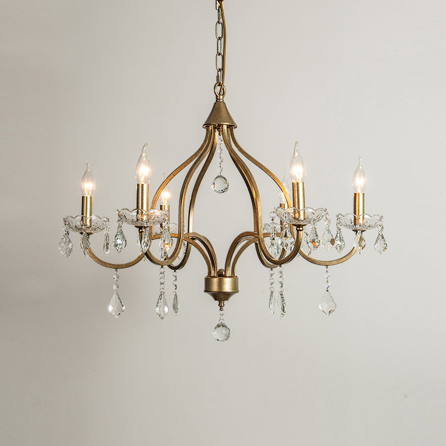 Freyza | Breathe Luxury Vintage Brass Crystal Chandelier – Vintage Dining Room Living Room