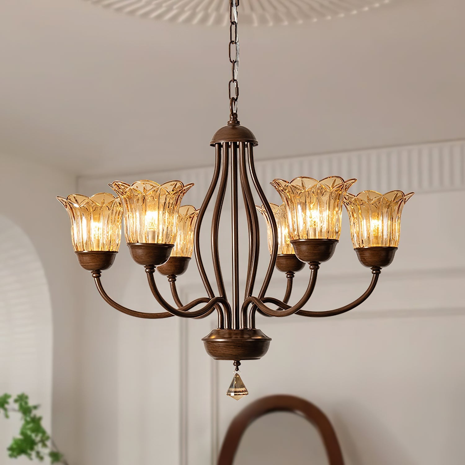 Freyza | Brume Vintage Industrial Glass Chandelier – Industrial Dining Room Living Room