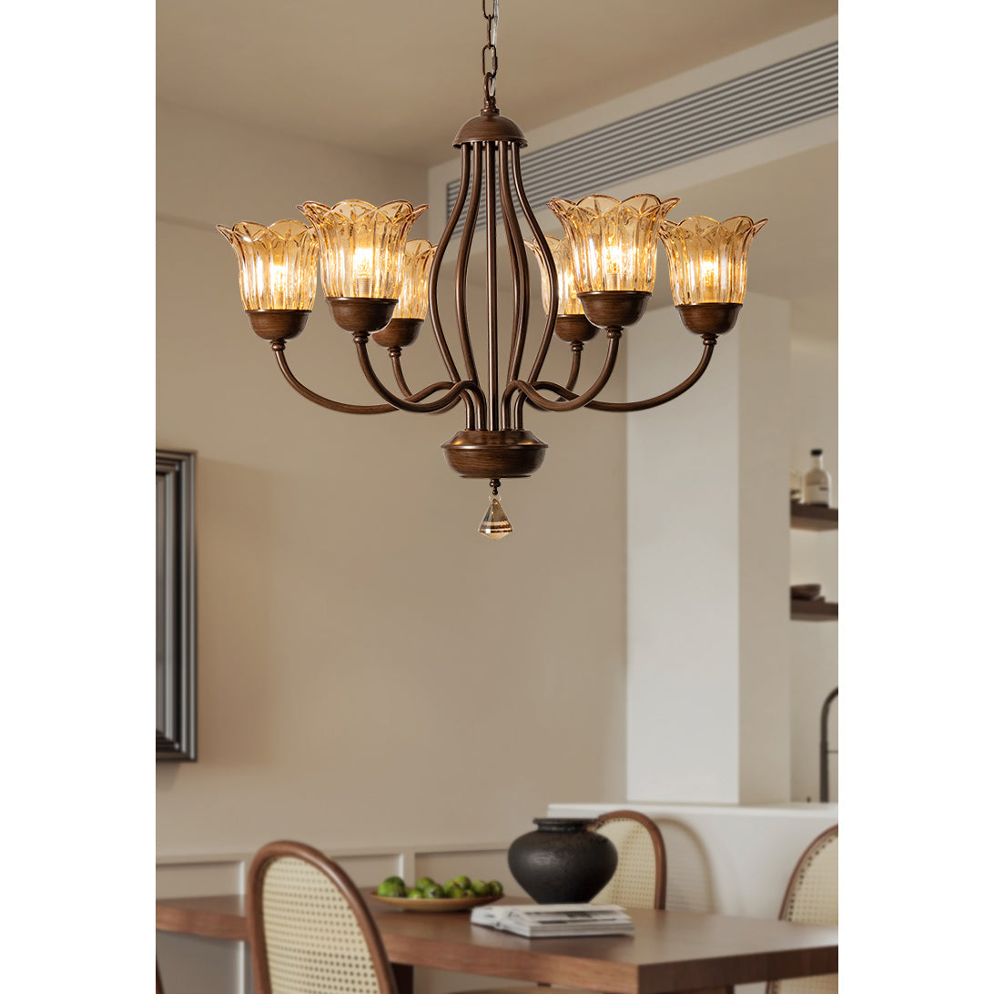 Freyza | Brume Vintage Industrial Glass Chandelier – Industrial Dining Room Living Room