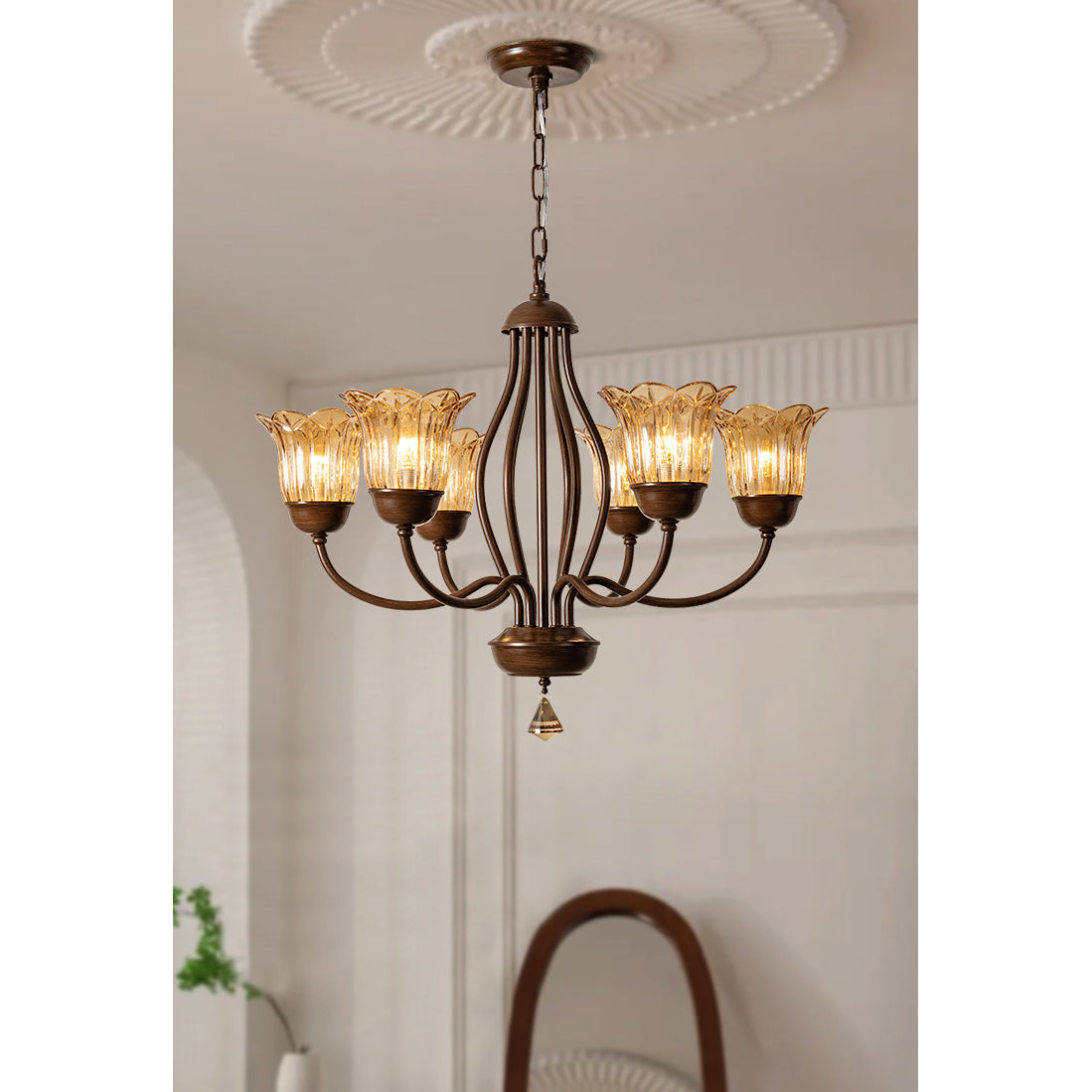 Freyza | Brume Vintage Industrial Glass Chandelier – Industrial Dining Room Living Room
