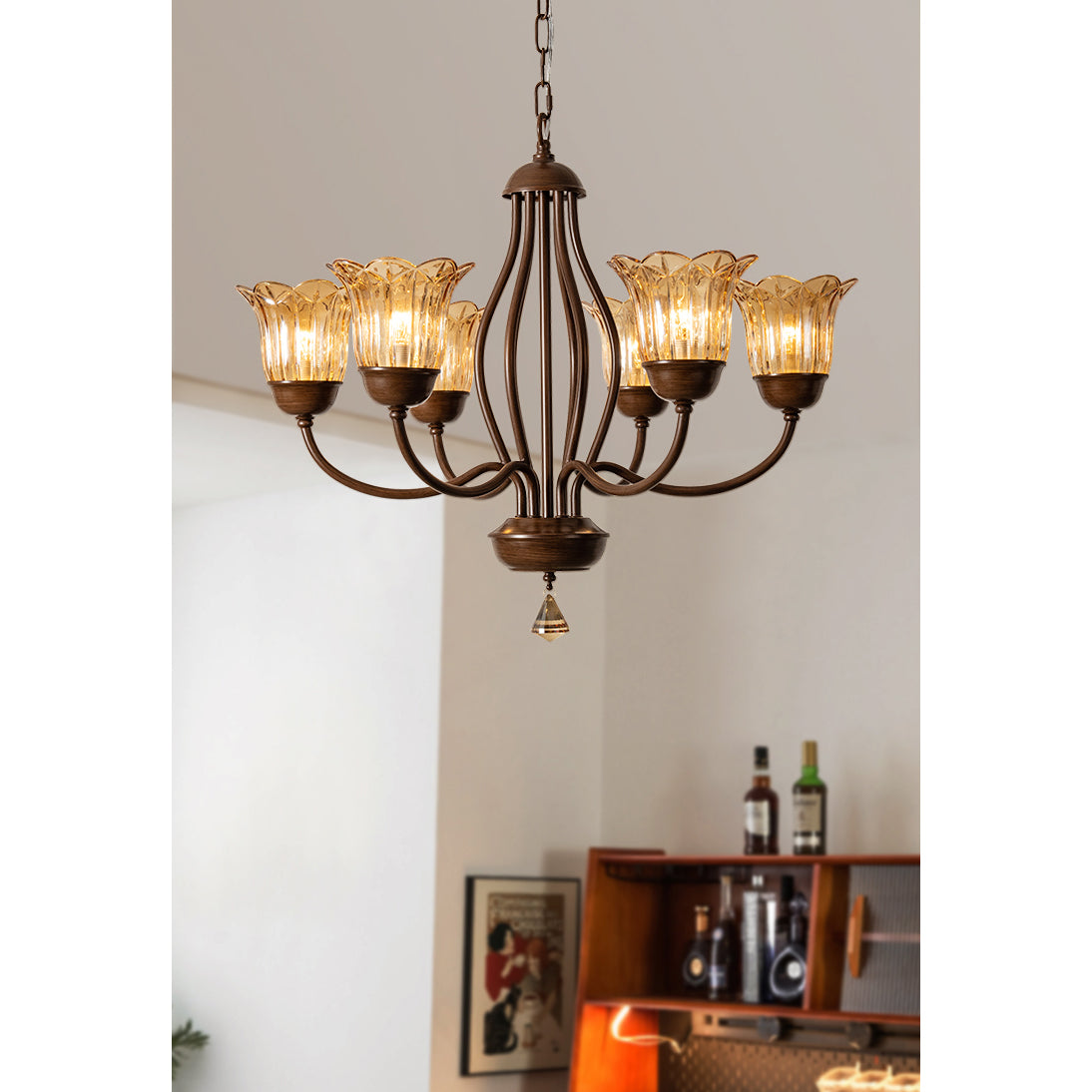 Freyza | Brume Vintage Industrial Glass Chandelier – Industrial Dining Room Living Room