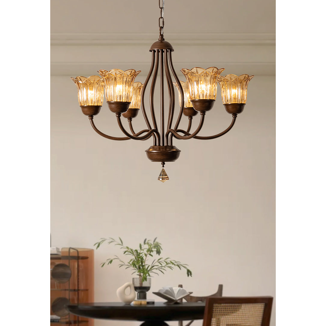 Freyza | Brume Vintage Industrial Glass Chandelier – Industrial Dining Room Living Room