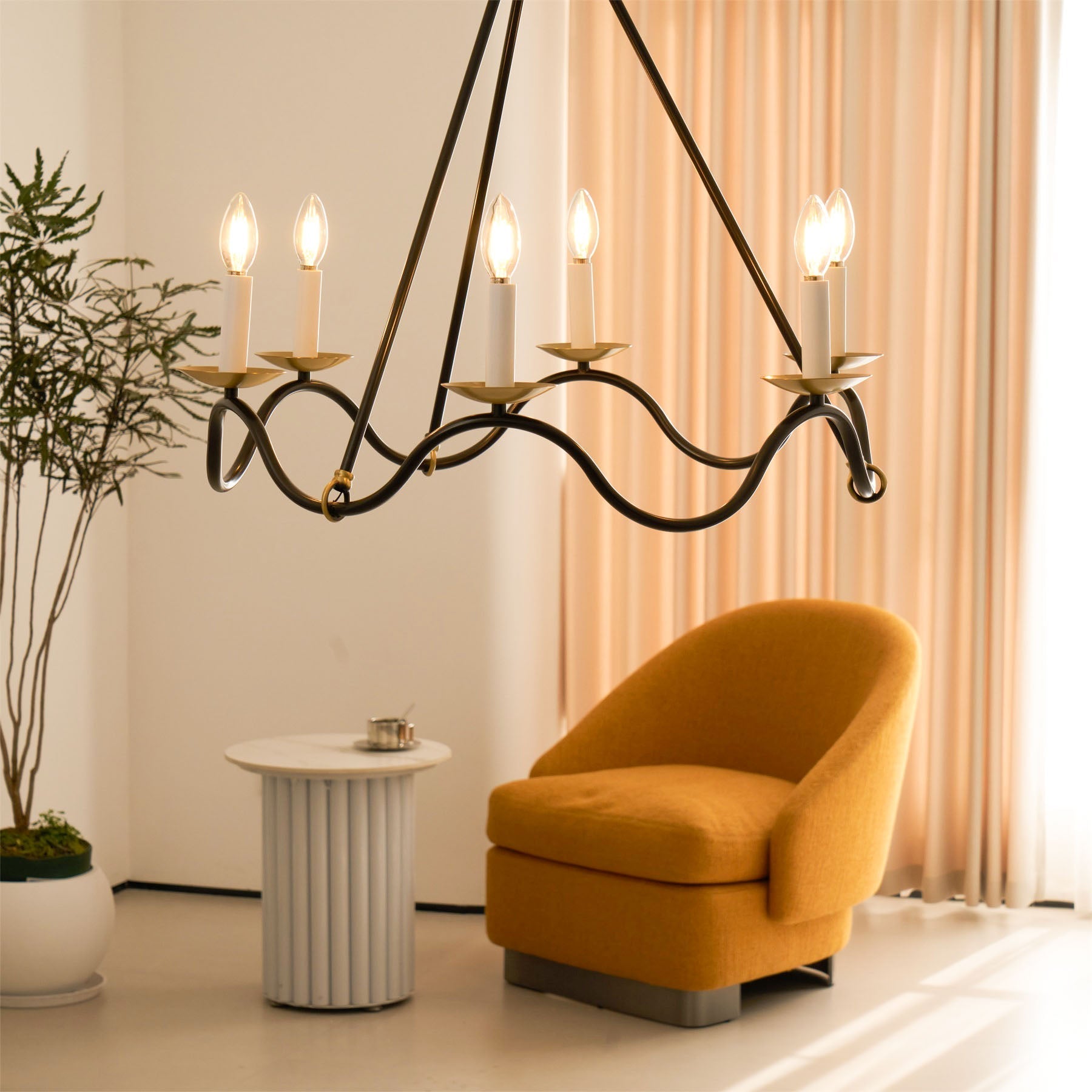 Freyza | Shine Vintage Industrial Brass Chandelier – Industrial Dining Room Living Room